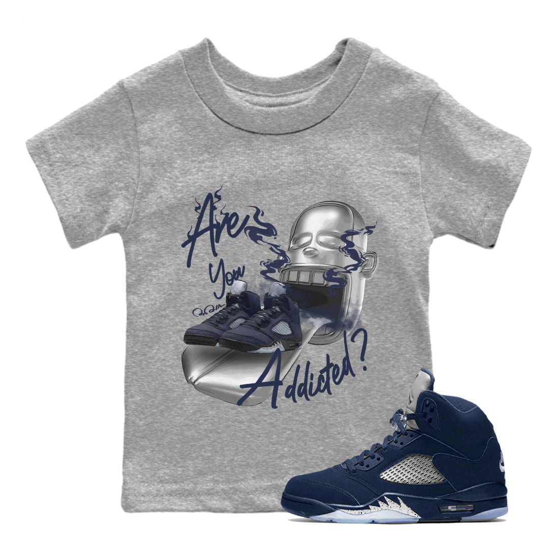 Air Jordan 5 Georgetown Sneaker Match Tees Are You Addicted Streetwear Sneaker Shirt AJ5 Georgetown Sneaker Release Tees Kids Shirts Heather Grey 1