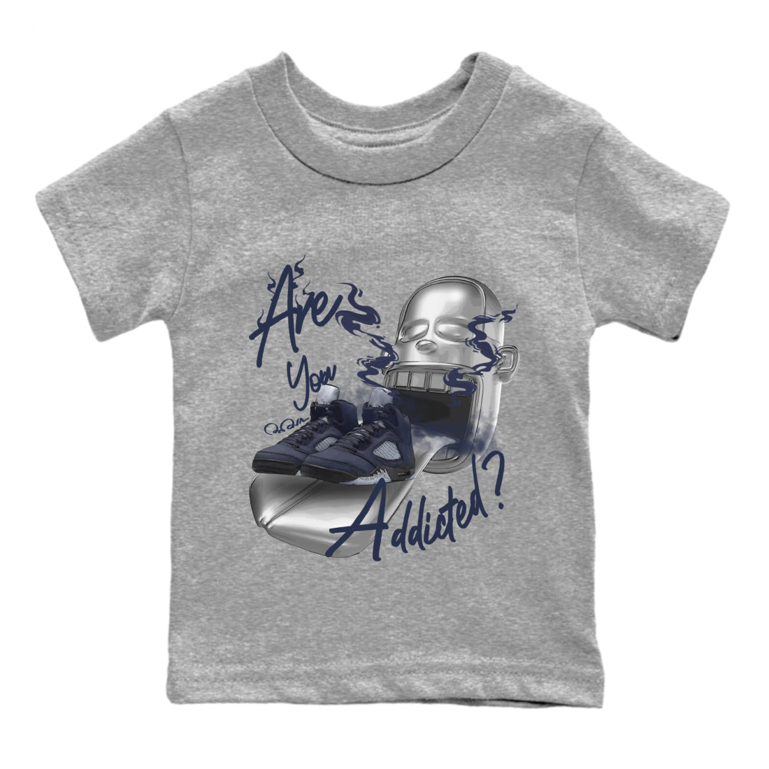 Air Jordan 5 Georgetown Sneaker Match Tees Are You Addicted Streetwear Sneaker Shirt AJ5 Georgetown Sneaker Release Tees Kids Shirts Heather Grey 2