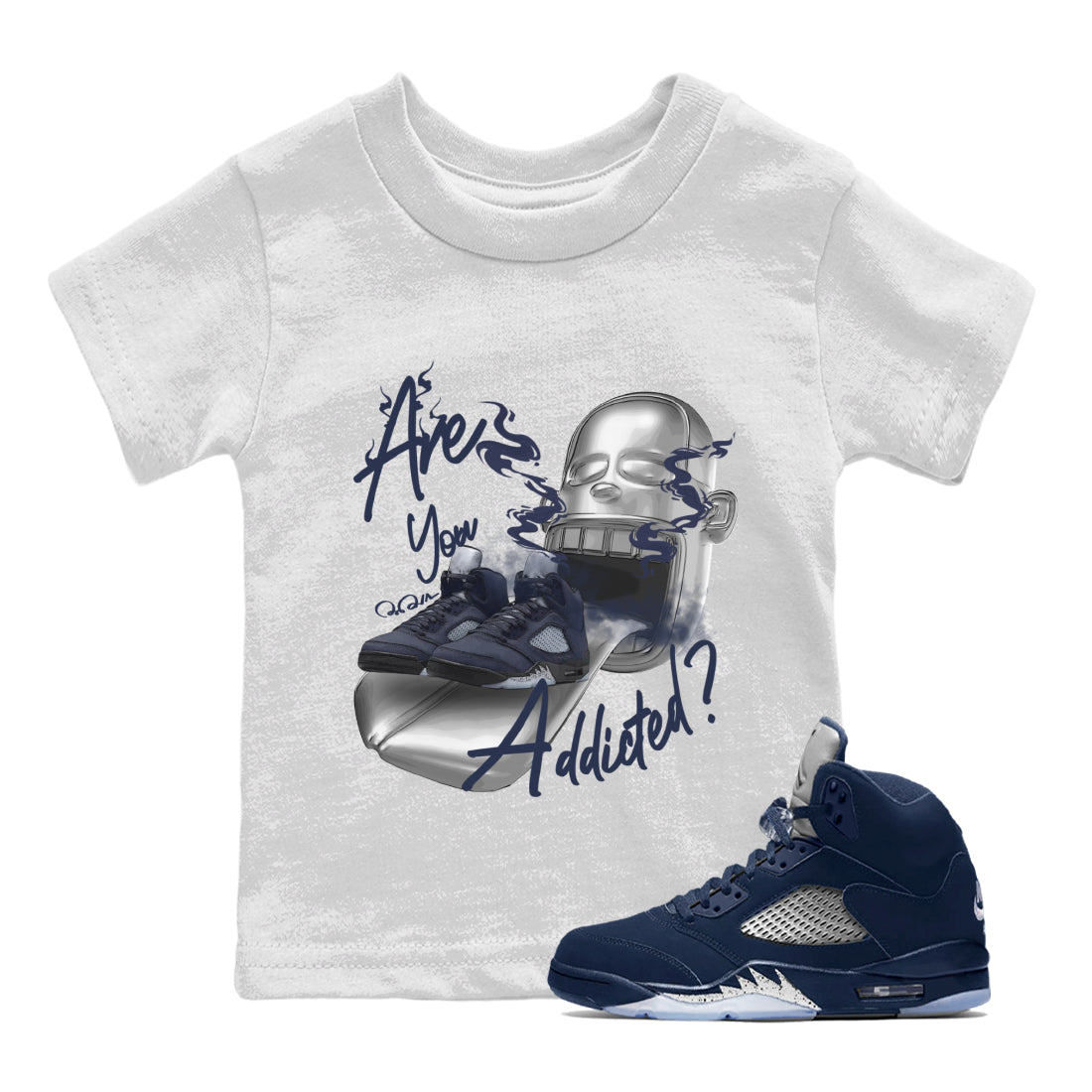 Air Jordan 5 Georgetown Sneaker Match Tees Are You Addicted Streetwear Sneaker Shirt AJ5 Georgetown Sneaker Release Tees Kids Shirts White 1