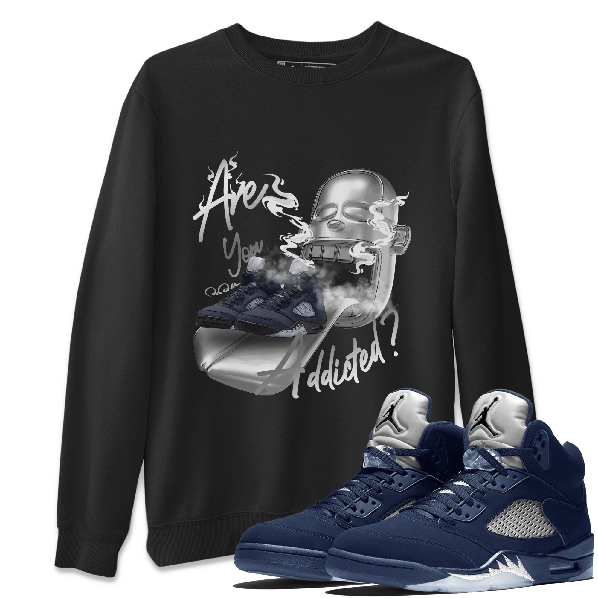 Air Jordan 5 Georgetown Sneaker Match Tees Are You Addicted Streetwear Sneaker Shirt AJ5 Georgetown Sneaker Release Tees Unisex Shirts Black 1