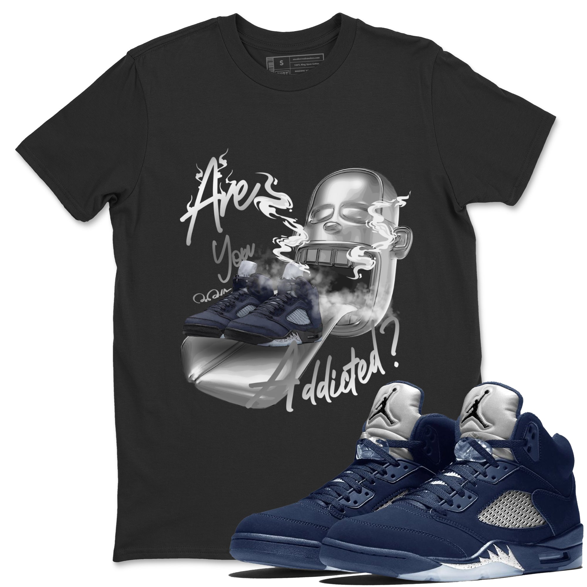 Air Jordan 5 Georgetown Sneaker Match Tees Are You Addicted Streetwear Sneaker Shirt AJ5 Georgetown Sneaker Release Tees Unisex Shirts Black 1