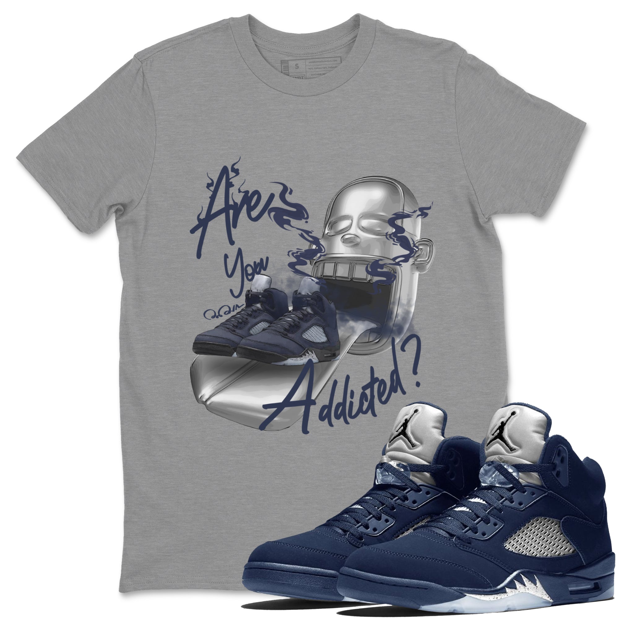 Air Jordan 5 Georgetown Sneaker Match Tees Are You Addicted Streetwear Sneaker Shirt AJ5 Georgetown Sneaker Release Tees Unisex Shirts Heather Grey 1