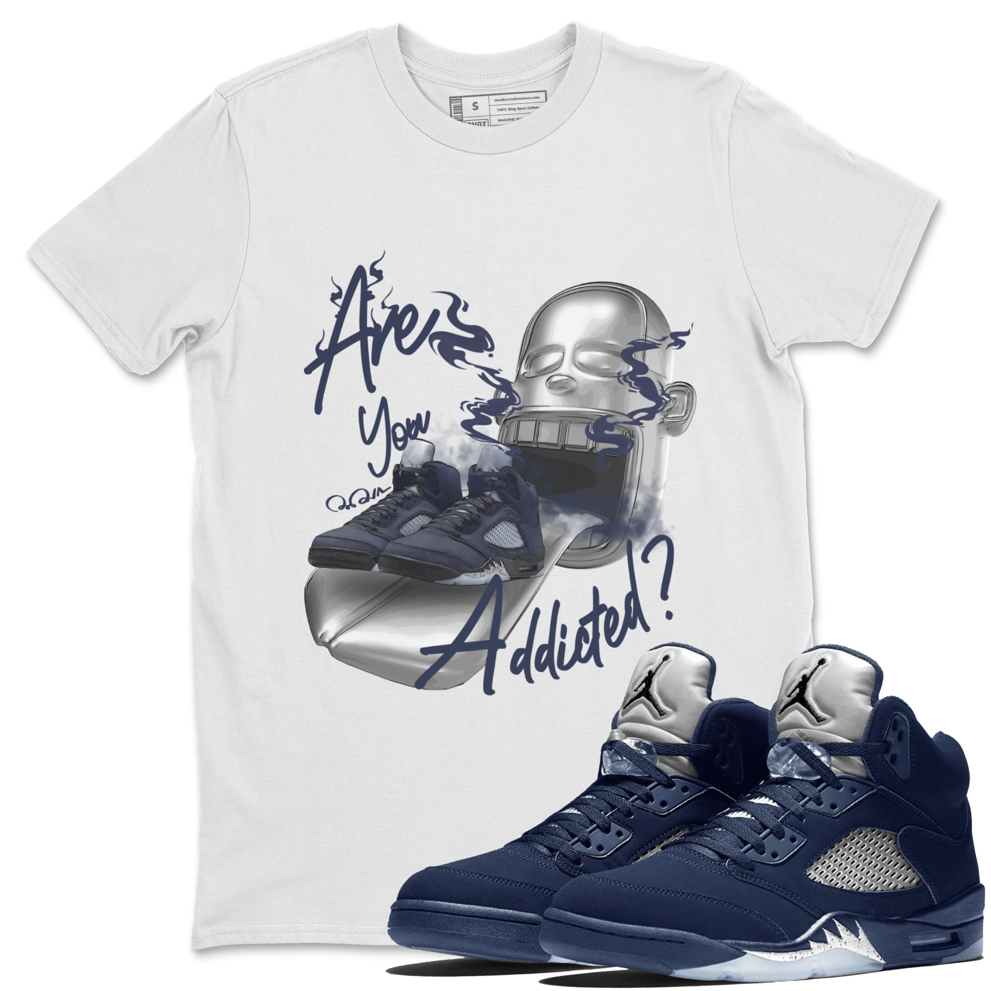 Air Jordan 5 Georgetown Sneaker Match Tees Are You Addicted Streetwear Sneaker Shirt AJ5 Georgetown Sneaker Release Tees Unisex Shirts White 1