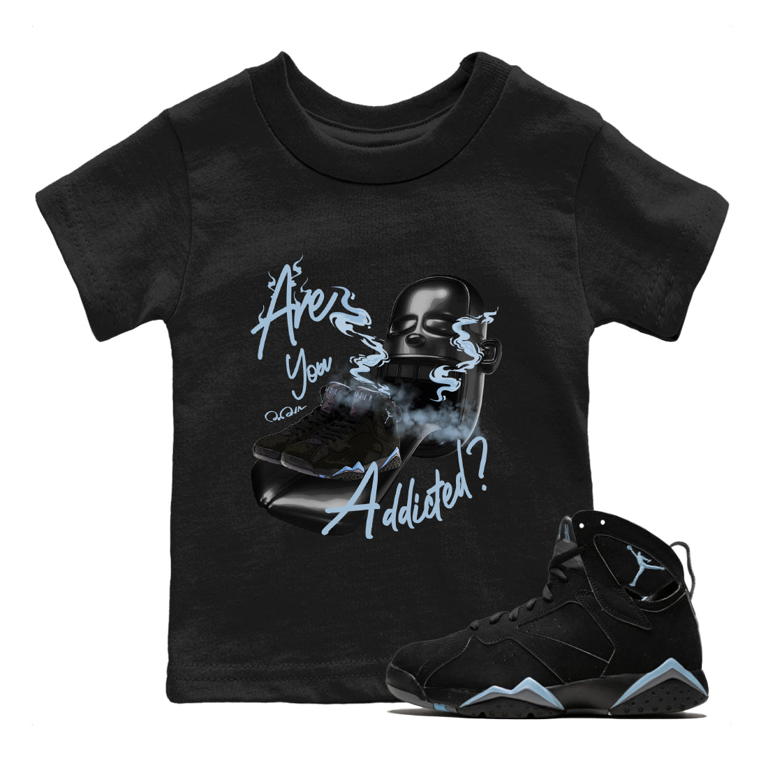 Air Jordan 7 Chambray Sneaker Match Tees Are You Addicted Streetwear Sneaker Shirt AJ7 Chambray Sneaker Release Tees Kids Shirts Black 1