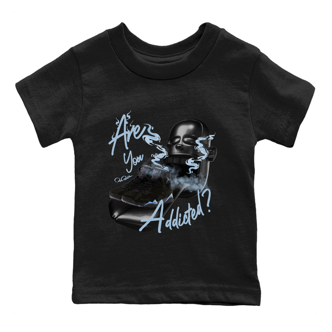 Air Jordan 7 Chambray Sneaker Match Tees Are You Addicted Streetwear Sneaker Shirt AJ7 Chambray Sneaker Release Tees Kids Shirts Black 2