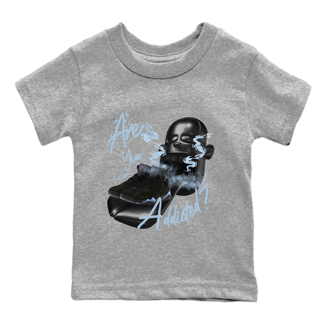 Air Jordan 7 Chambray Sneaker Match Tees Are You Addicted Streetwear Sneaker Shirt AJ7 Chambray Sneaker Release Tees Kids Shirts Heather Grey 2