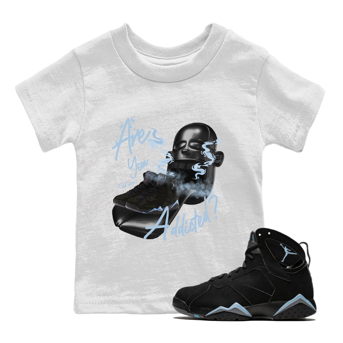 Air Jordan 7 Chambray Sneaker Match Tees Are You Addicted Streetwear Sneaker Shirt AJ7 Chambray Sneaker Release Tees Kids Shirts White 1