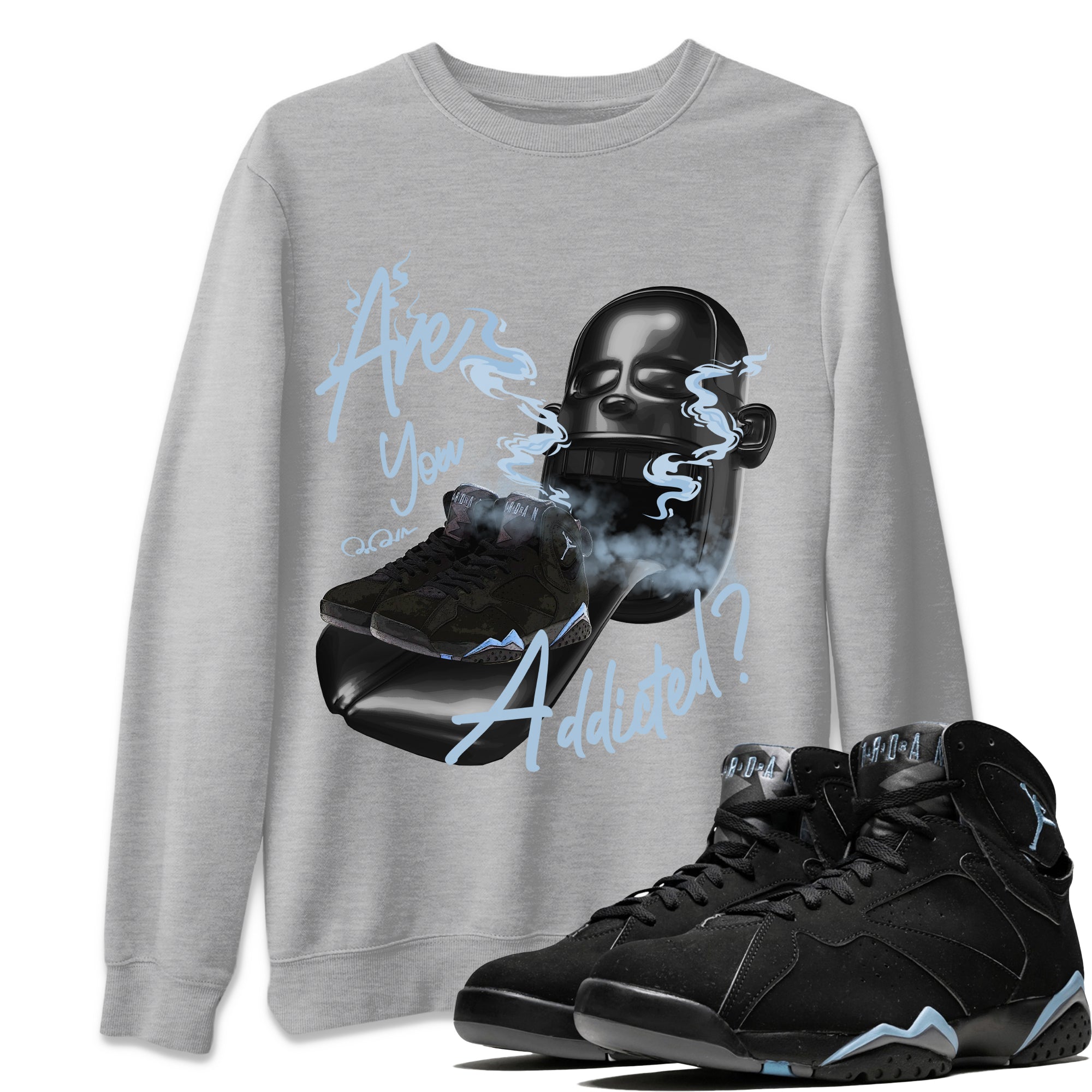 Air Jordan 7 Chambray Sneaker Match Tees Are You Addicted Streetwear Sneaker Shirt AJ7 Chambray Sneaker Release Tees Unisex Shirts Heather Grey 1