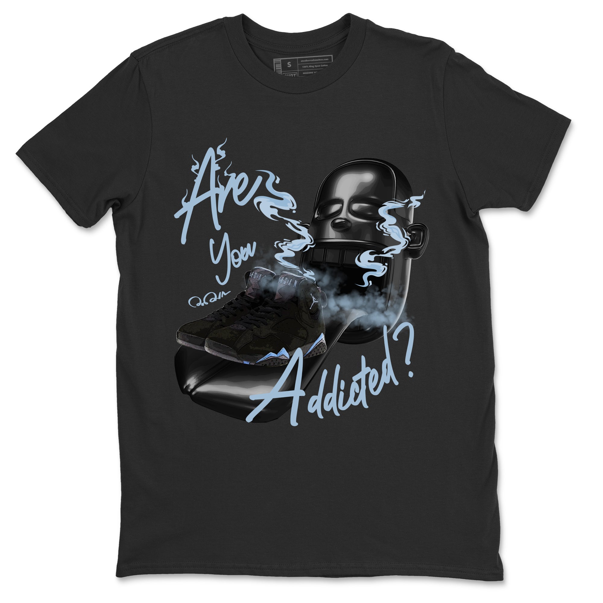 Air Jordan 7 Chambray Sneaker Match Tees Are You Addicted Streetwear Sneaker Shirt AJ7 Chambray Sneaker Release Tees Unisex Shirts Black 2