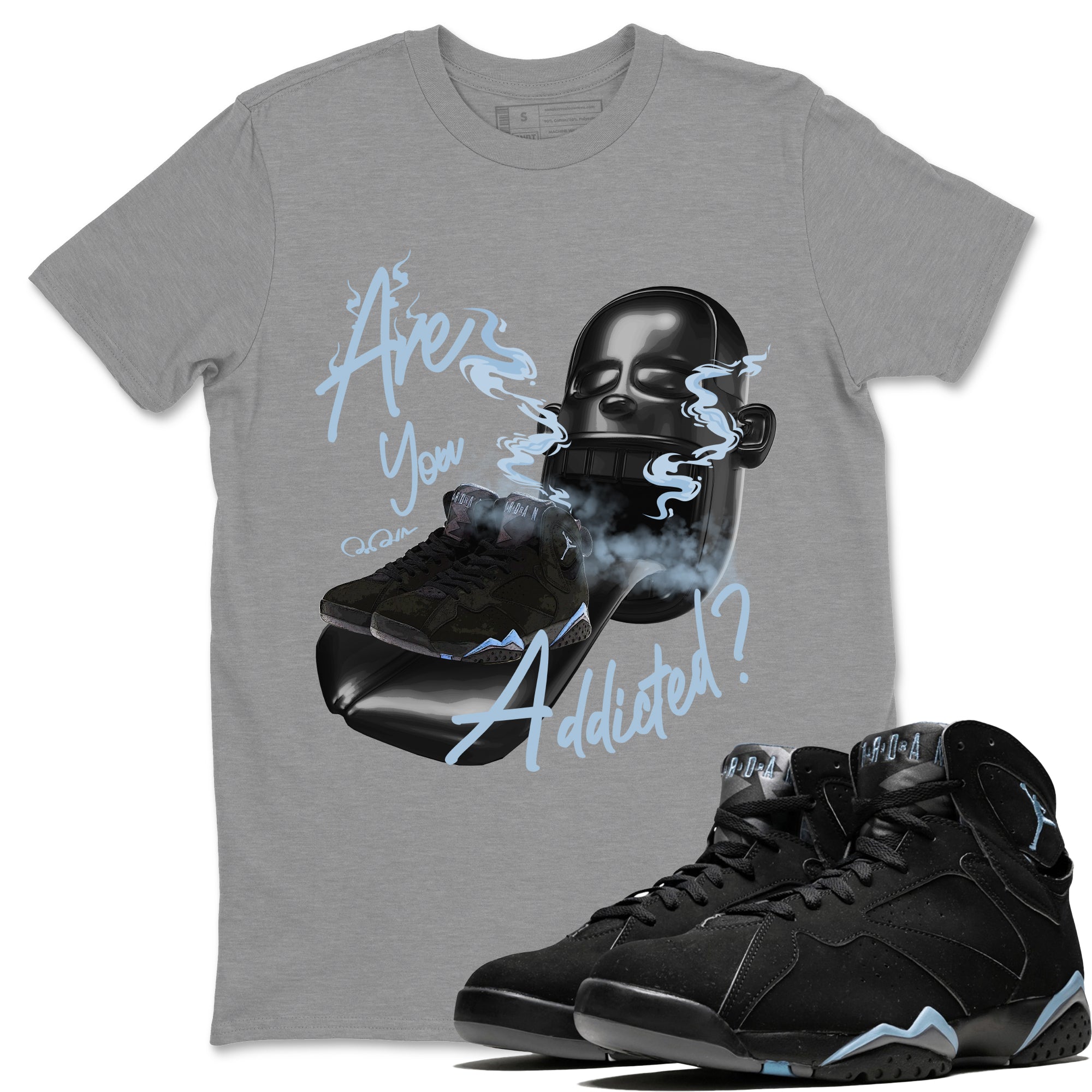 Air Jordan 7 Chambray Sneaker Match Tees Are You Addicted Streetwear Sneaker Shirt AJ7 Chambray Sneaker Release Tees Unisex Shirts Heather Grey 1