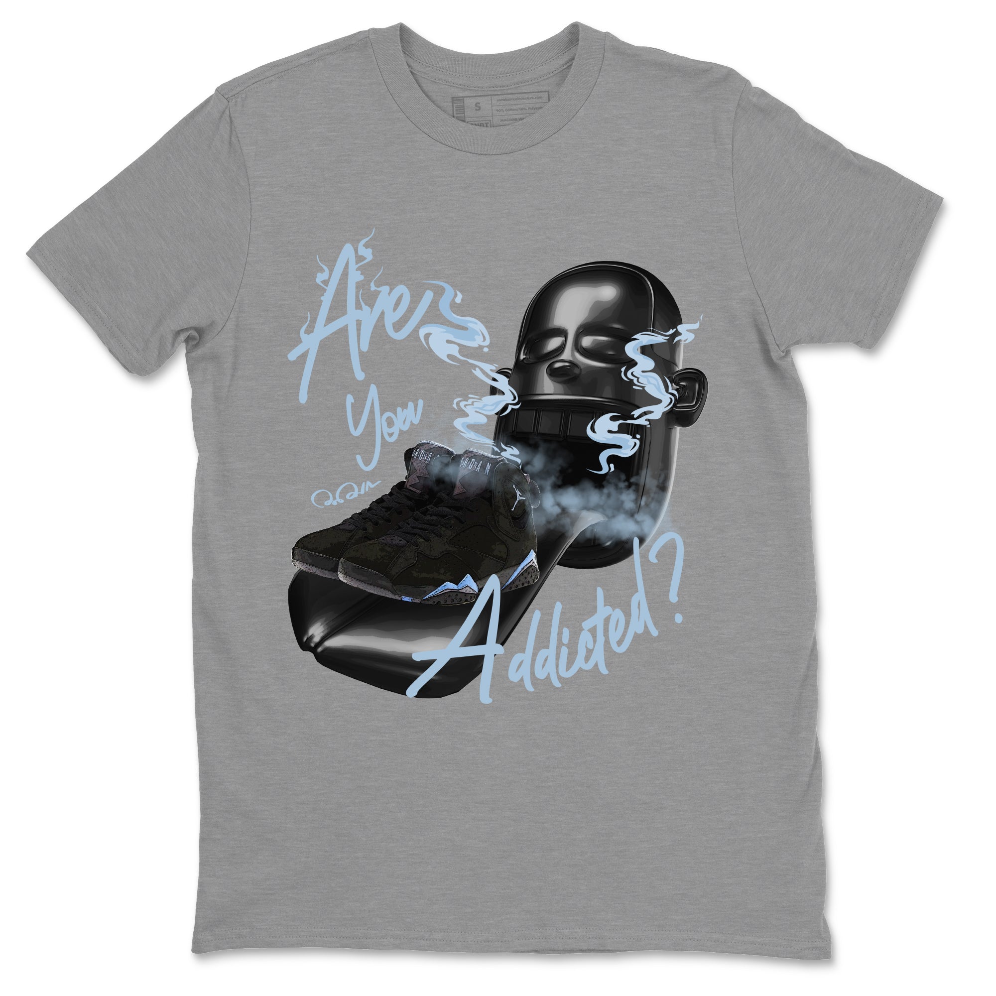 Air Jordan 7 Chambray Sneaker Match Tees Are You Addicted Streetwear Sneaker Shirt AJ7 Chambray Sneaker Release Tees Unisex Shirts Heather Grey 2