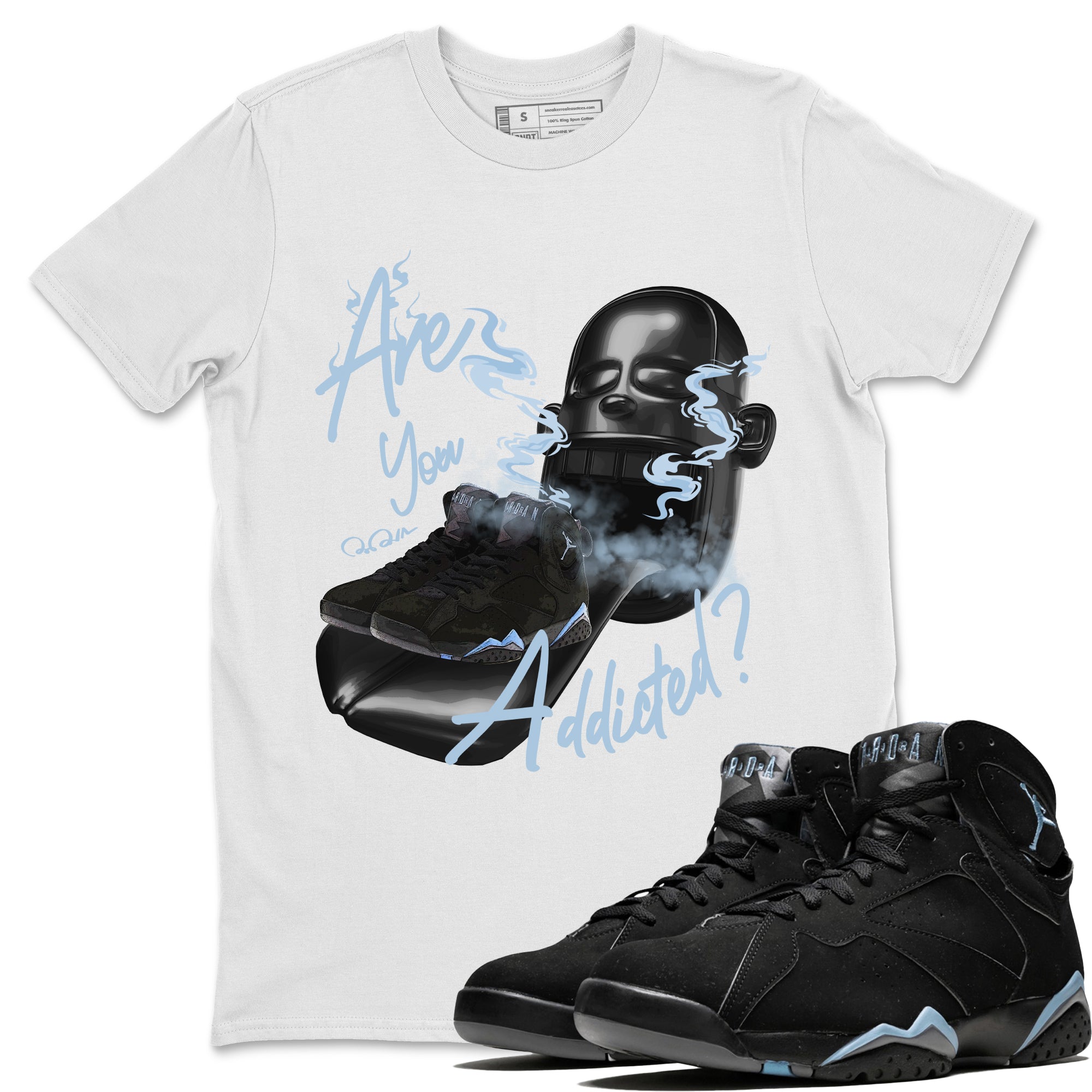 Air Jordan 7 Chambray Sneaker Match Tees Are You Addicted Streetwear Sneaker Shirt AJ7 Chambray Sneaker Release Tees Unisex Shirts White 1