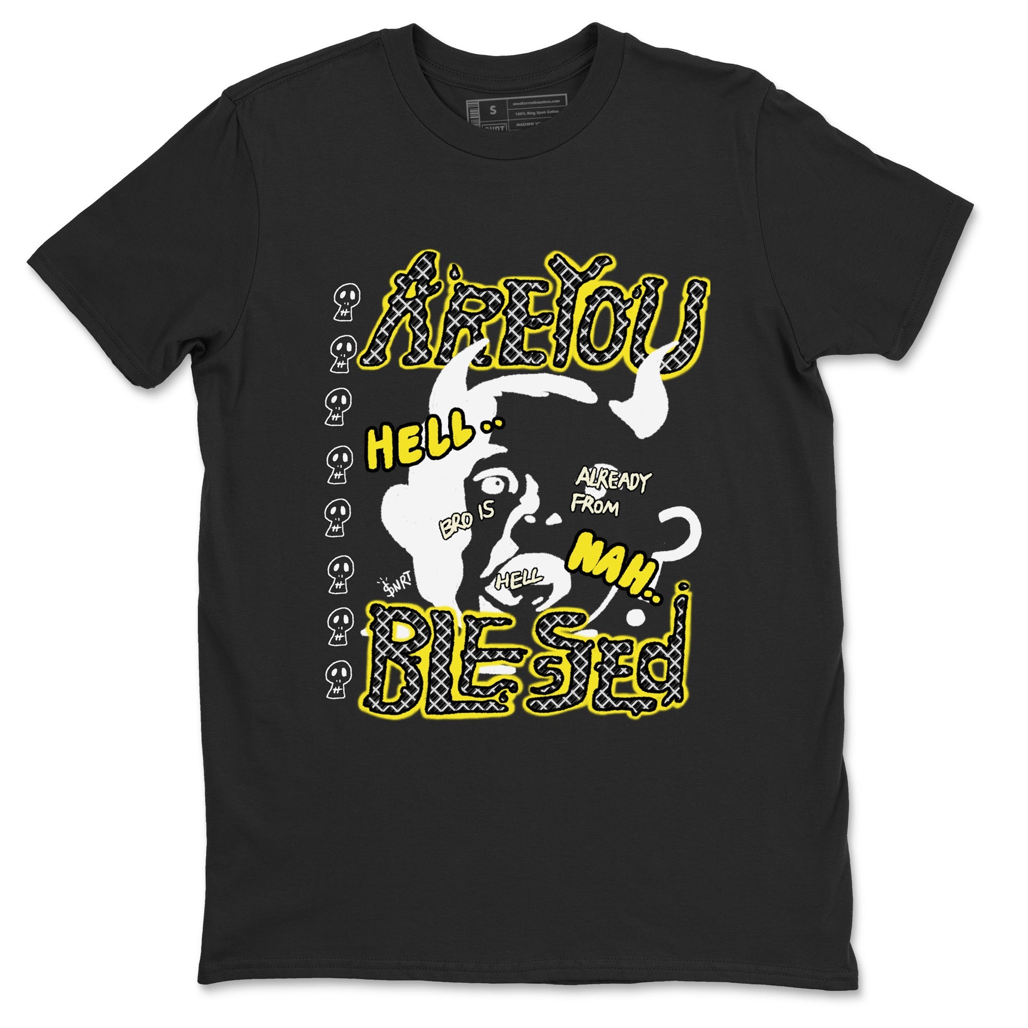 4s Vivid Sulfur shirt to match jordans Are You Blessed sneaker tees Air Jordan 4 Vivid Sulfur Drip Gear Zone unisex cotton Black 2 crew neck shirt
