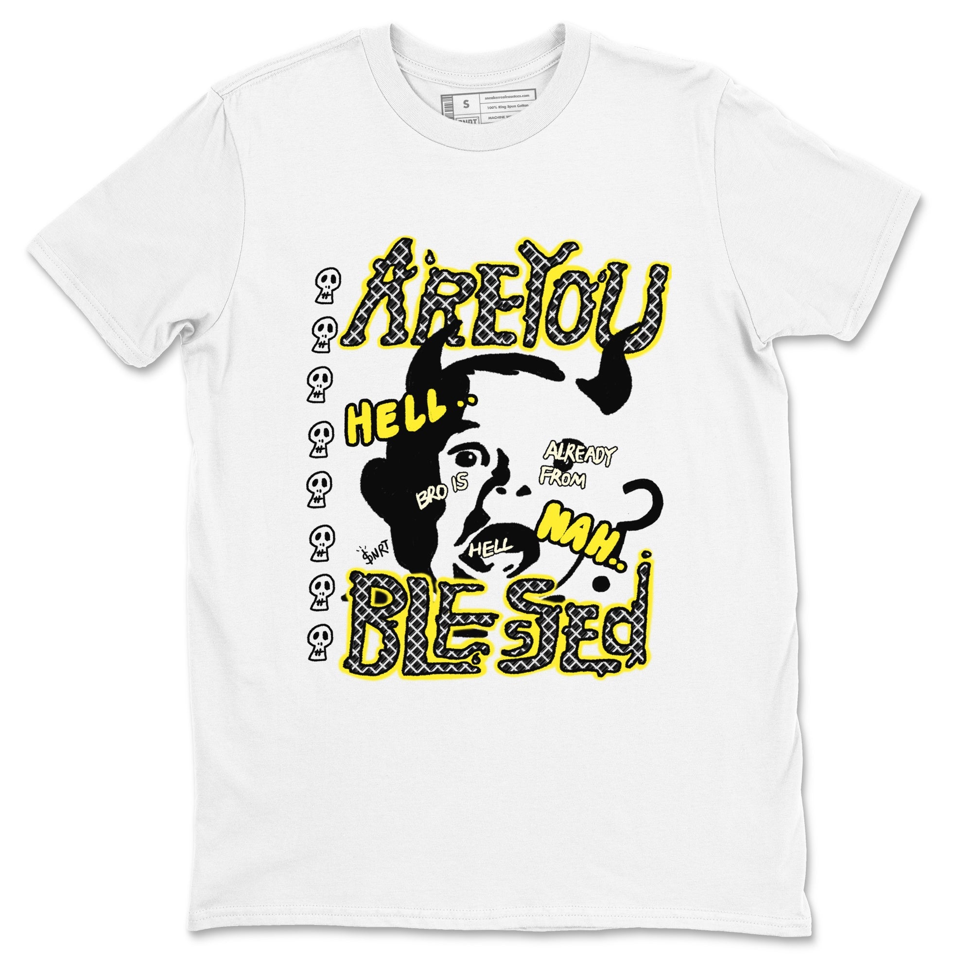4s Vivid Sulfur shirt to match jordans Are You Blessed sneaker tees Air Jordan 4 Vivid Sulfur Drip Gear Zone unisex cotton White 2 crew neck shirt