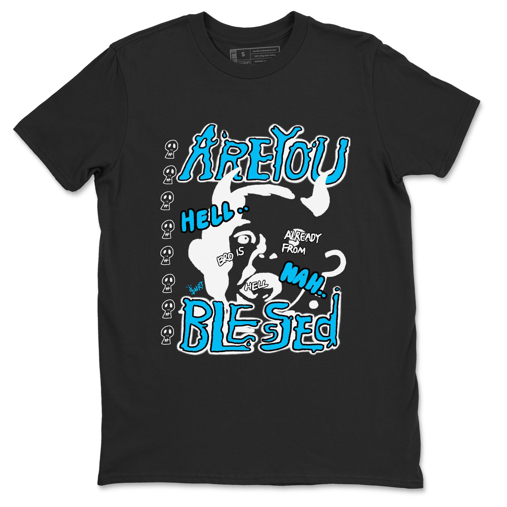 AJ9 Powder Blue shirt to match jordans Are You Blessed sneaker tees Air Jordan 9 Powder Blue Drip Gear Zone unisex cotton Black 2 crew neck shirt