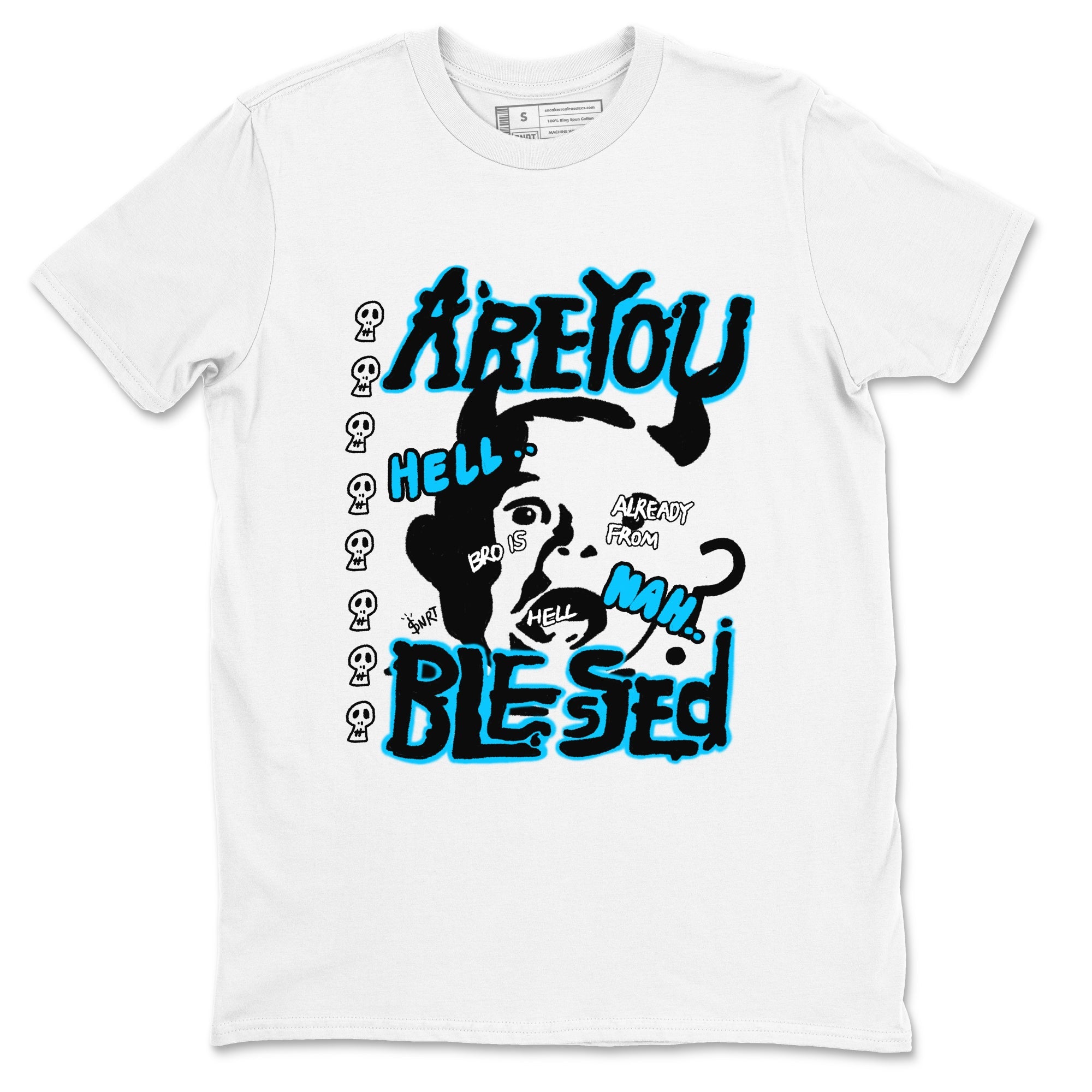 AJ9 Powder Blue shirt to match jordans Are You Blessed sneaker tees Air Jordan 9 Powder Blue Drip Gear Zone unisex cotton White 2 crew neck shirt