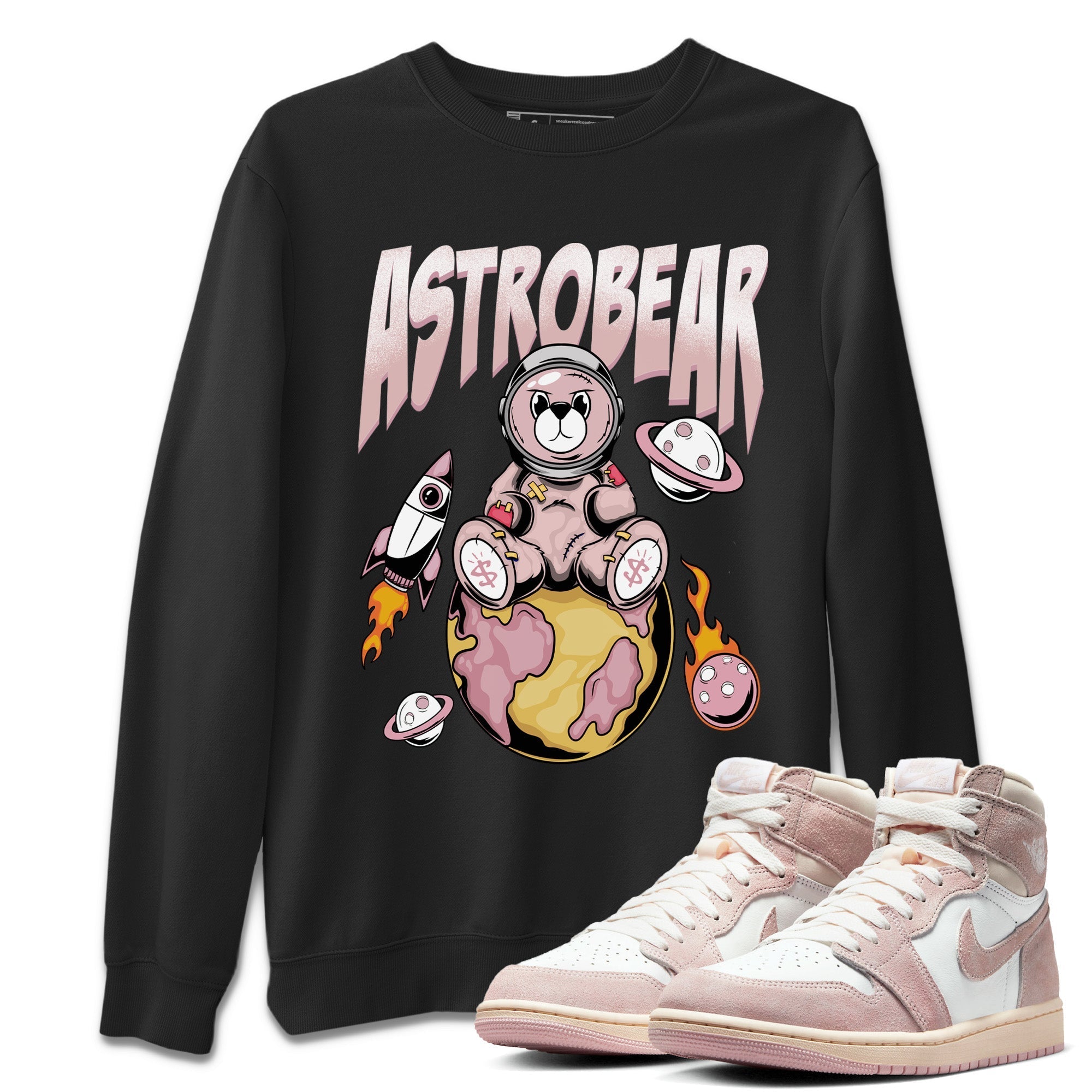 Air Jordan 1 Washed Pink Sneaker Match Tees Astrobear Streetwear Sneaker Shirt Air Jordan 1 High OG WMNS Washed Pink Sneaker Release Tees Unisex Shirts Black 1