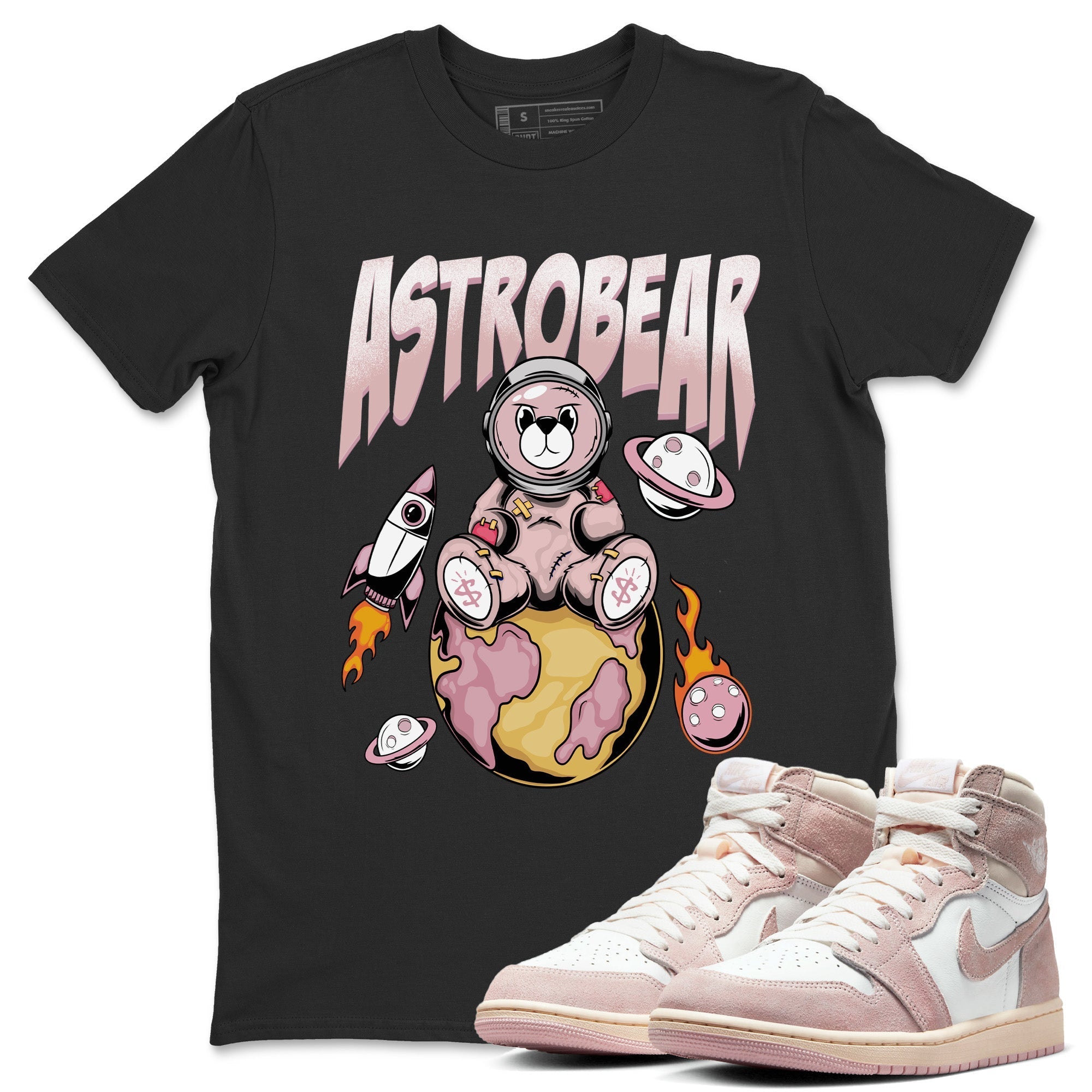 Air Jordan 1 Washed Pink Sneaker Match Tees Astrobear Streetwear Sneaker Shirt Air Jordan 1 High OG WMNS Washed Pink Sneaker Release Tees Unisex Shirts Black 1