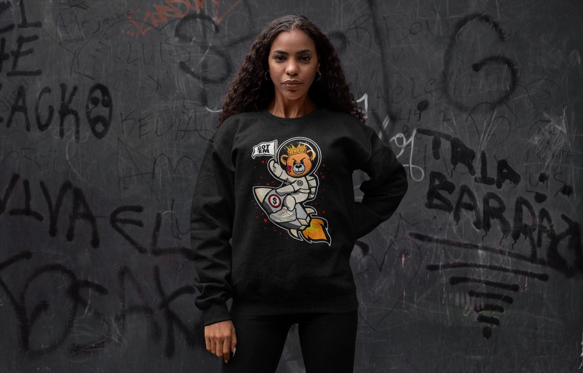 Jordan 1 Muslin Sneaker Matching T-Shirt Astronaut Bear Sneaker Tees Jordan 1 Muslin Sneaker Release Tees Crew Neck Tees