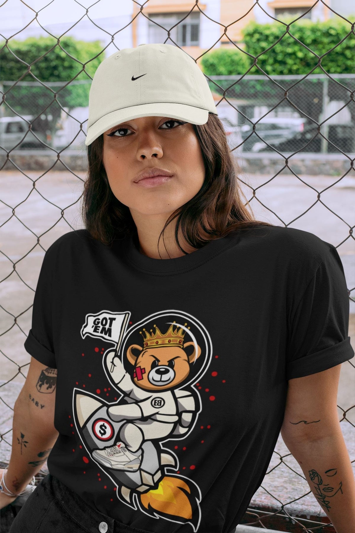 Jordan 1 Muslin Sneaker Matching T-Shirt Astronaut Bear Sneaker Tees Jordan 1 Muslin Sneaker Release Tees Crew Neck Tees