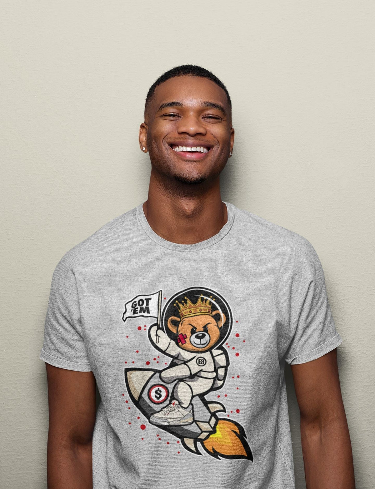 Jordan 1 Muslin Sneaker Matching T-Shirt Astronaut Bear Sneaker Tees Jordan 1 Muslin Sneaker Release Tees Crew Neck Tees