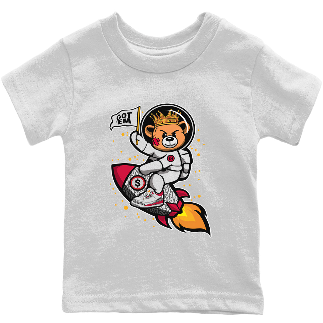 Jordan 3 Cardinal Sneaker Matching T-Shirt Astronaut Bear Sneaker Tees Jordan 3 Cardinal Sneaker Release Tees Kids Shirts