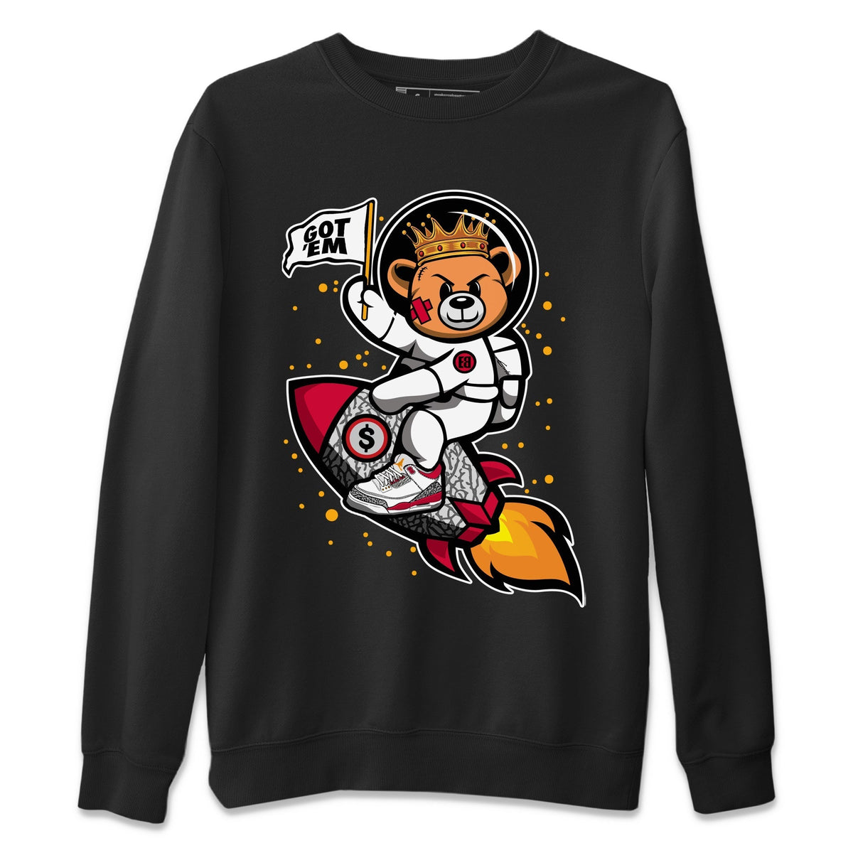 Jordan 3 Cardinal Sneaker Matching T-Shirt Astronaut Bear Sneaker Tees Jordan 3 Cardinal Sneaker Release Tees Crew Neck Tees