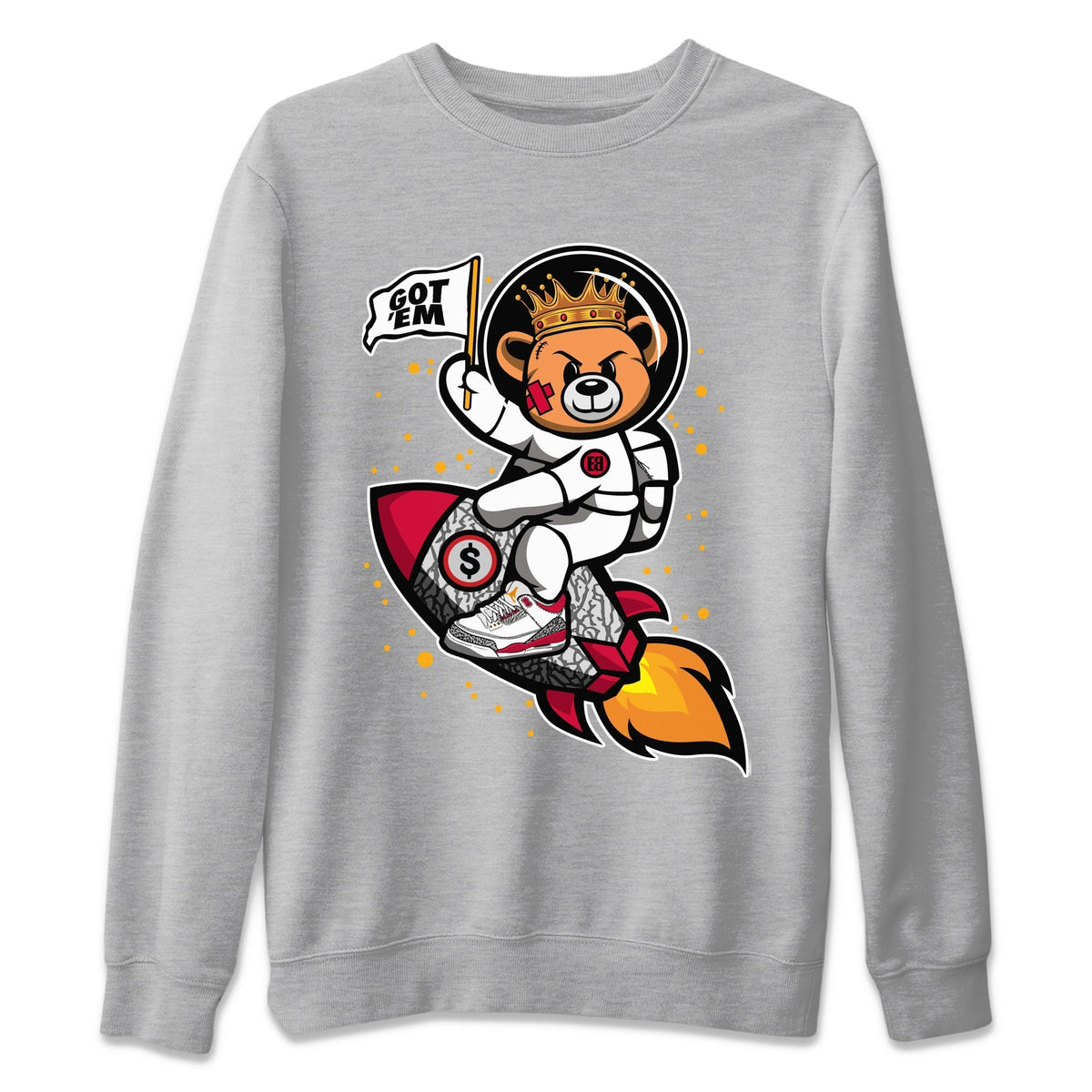 Jordan 3 Cardinal Sneaker Matching T-Shirt Astronaut Bear Sneaker Tees Jordan 3 Cardinal Sneaker Release Tees Crew Neck Tees
