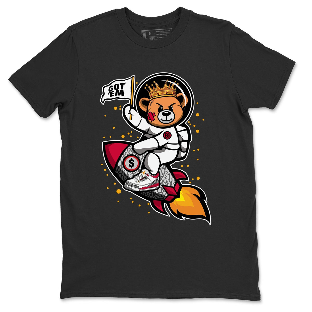 Jordan 3 Cardinal Sneaker Matching T-Shirt Astronaut Bear Sneaker Tees Jordan 3 Cardinal Sneaker Release Tees Crew Neck Tees