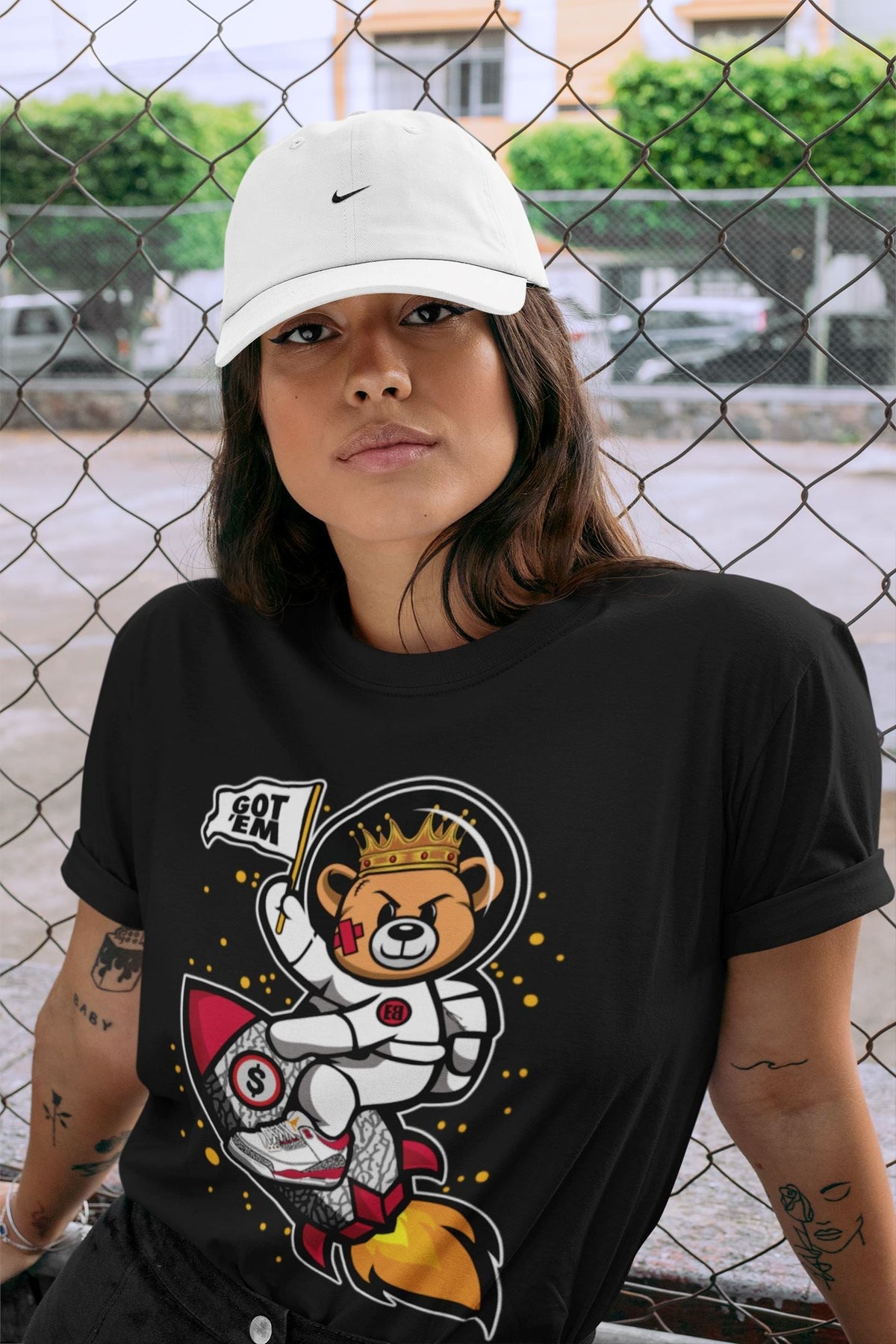 Jordan 3 Cardinal Sneaker Matching T-Shirt Astronaut Bear Sneaker Tees Jordan 3 Cardinal Sneaker Release Tees Crew Neck Tees