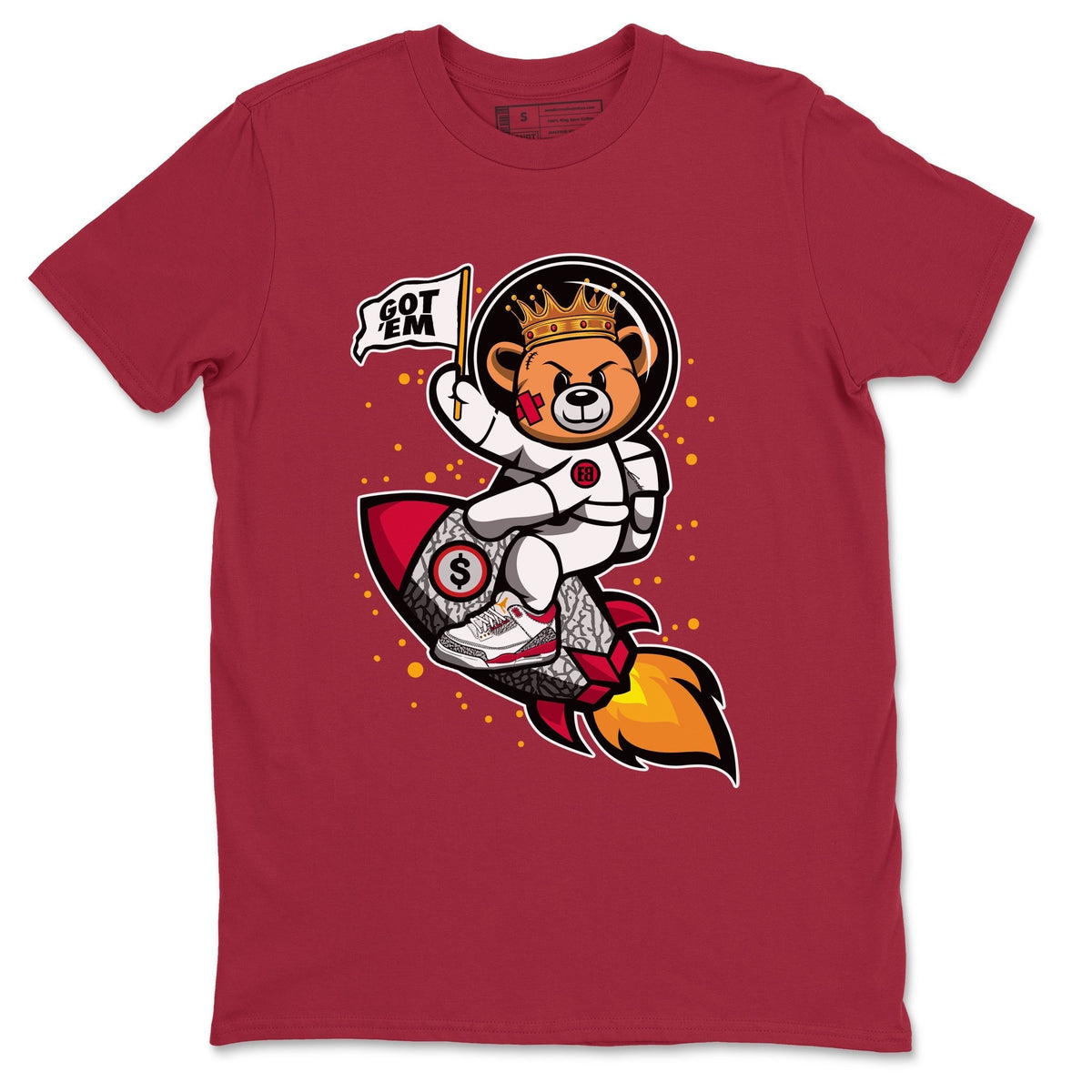 Jordan 3 Cardinal Sneaker Matching T-Shirt Astronaut Bear Sneaker Tees Jordan 3 Cardinal Sneaker Release Tees Crew Neck Tees