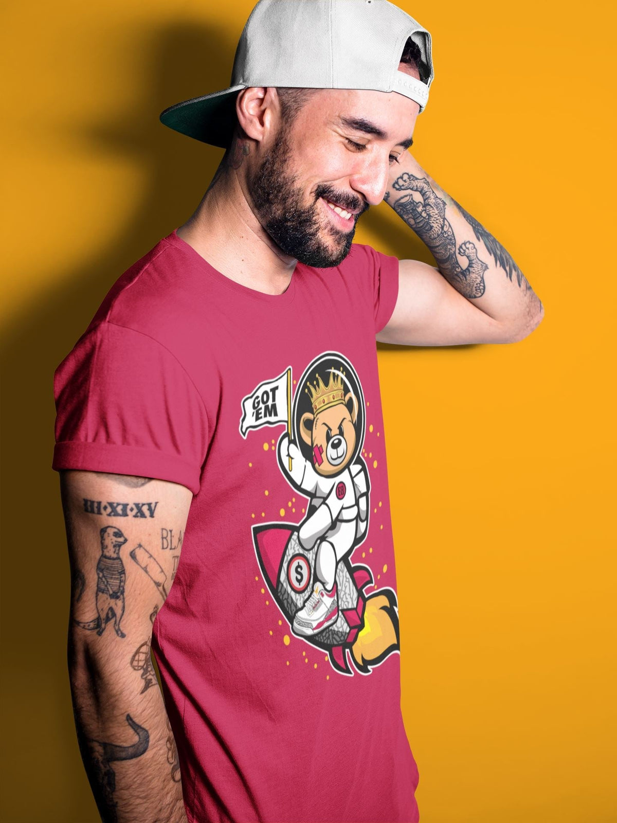 Jordan 3 Cardinal Sneaker Matching T-Shirt Astronaut Bear Sneaker Tees Jordan 3 Cardinal Sneaker Release Tees Crew Neck Tees