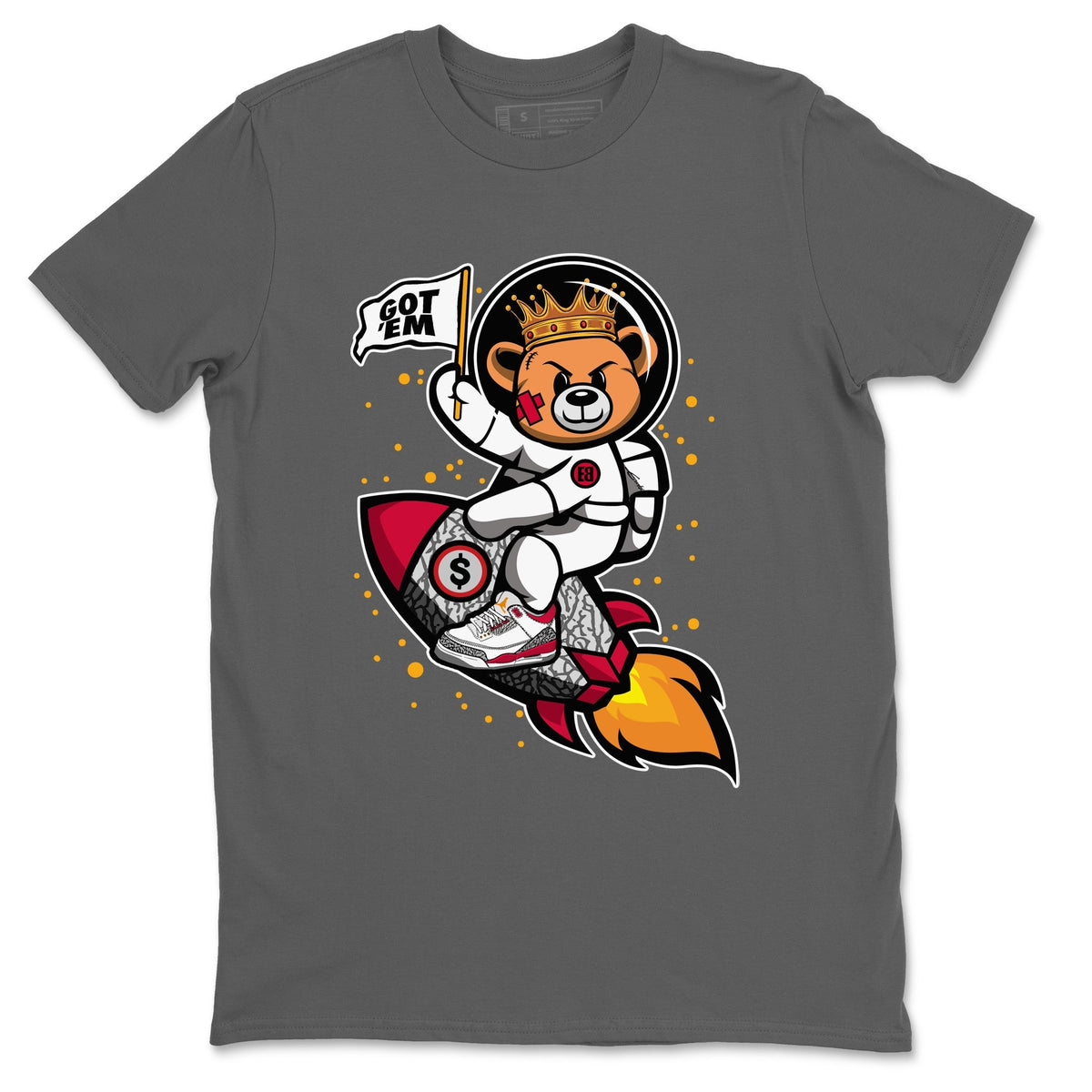 Jordan 3 Cardinal Sneaker Matching T-Shirt Astronaut Bear Sneaker Tees Jordan 3 Cardinal Sneaker Release Tees Crew Neck Tees