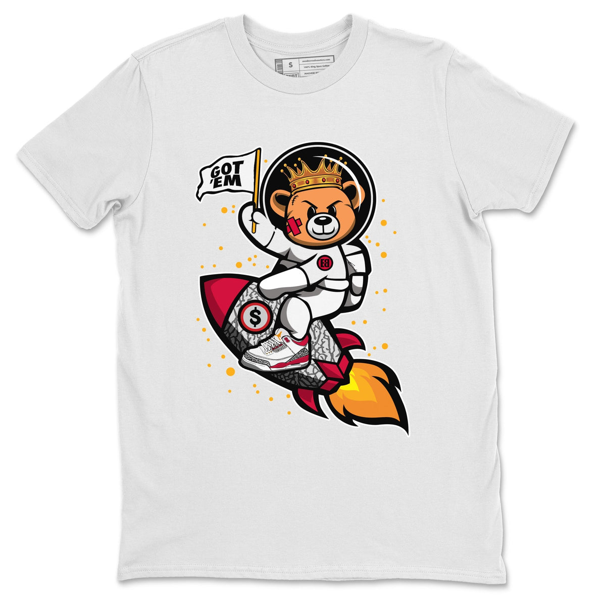 Jordan 3 Cardinal Sneaker Matching T-Shirt Astronaut Bear Sneaker Tees Jordan 3 Cardinal Sneaker Release Tees Crew Neck Tees