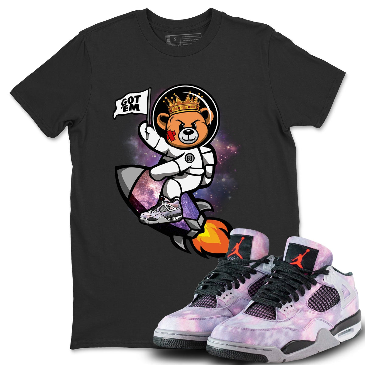 Jordan 4 Zen Master Sneaker Matching T-Shirt Astronaut Bear Sneaker Tees Jordan 4 Zen Master Sneaker Release Tees Crew Neck Tees