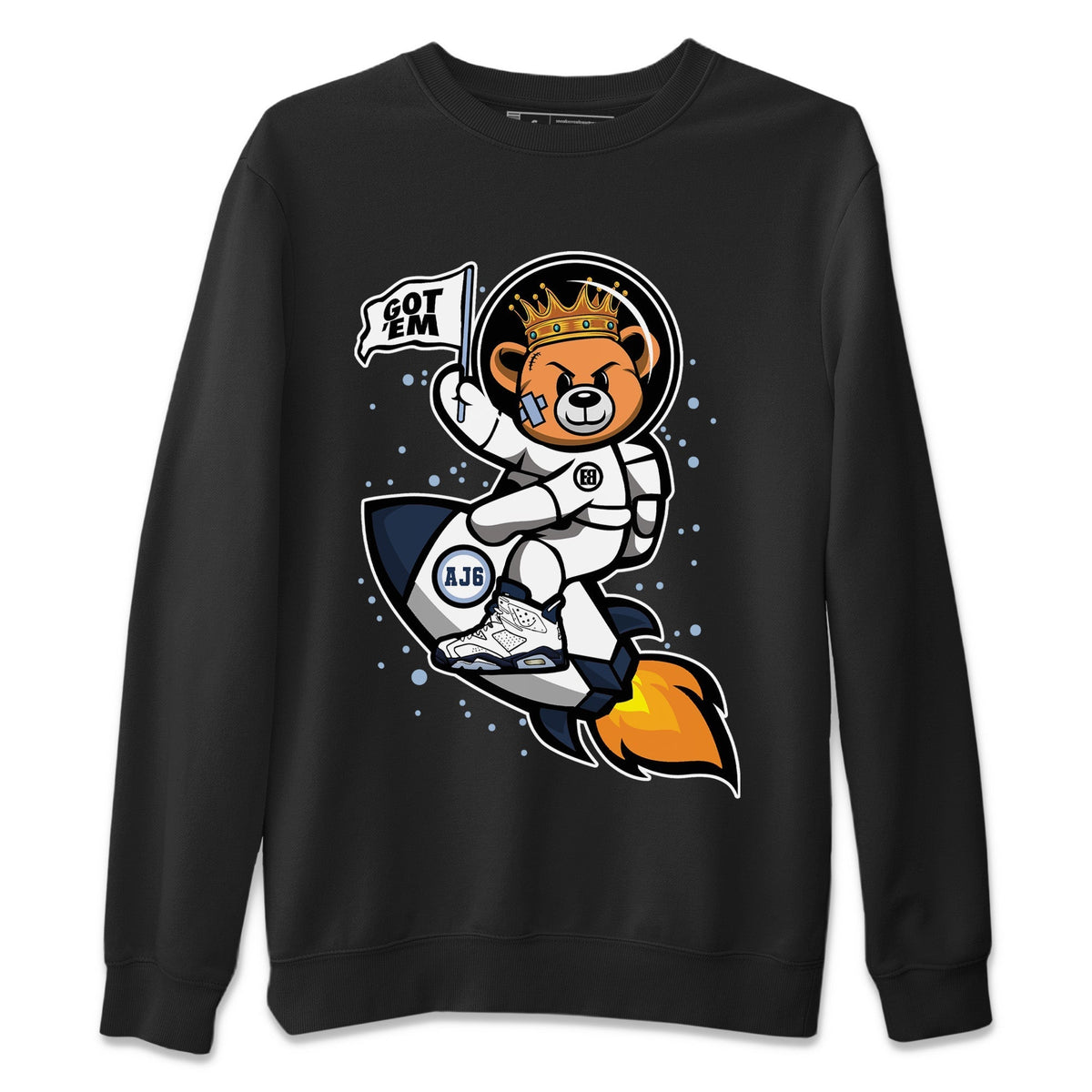 Jordan 6 Midnight Navy Sneaker Matching T-Shirt Astronaut Bear Sneaker Tees Jordan 6 Midnight Navy Sneaker Release Tees Crew Neck Tees