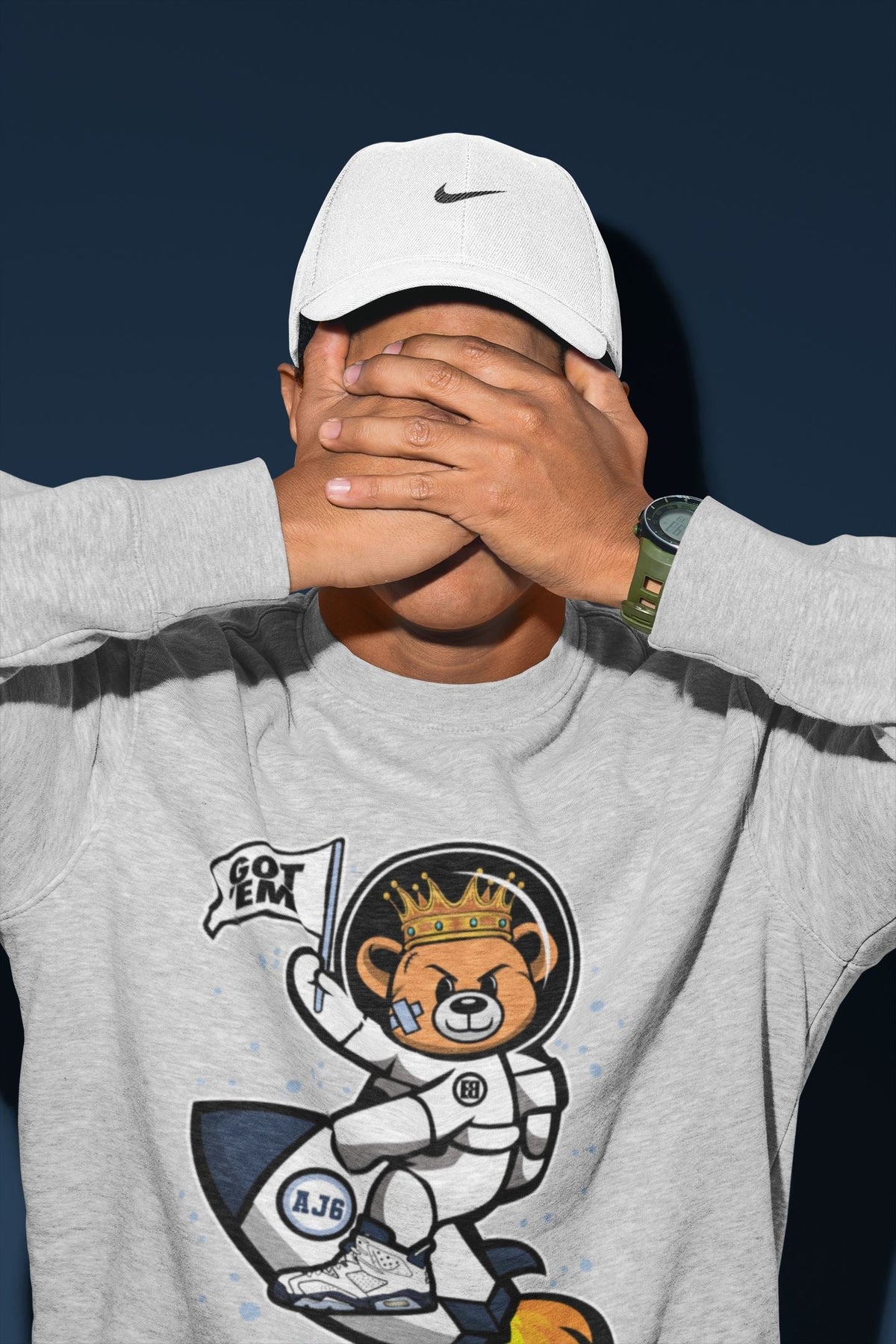 Jordan 6 Midnight Navy Sneaker Matching T-Shirt Astronaut Bear Sneaker Tees Jordan 6 Midnight Navy Sneaker Release Tees Crew Neck Tees