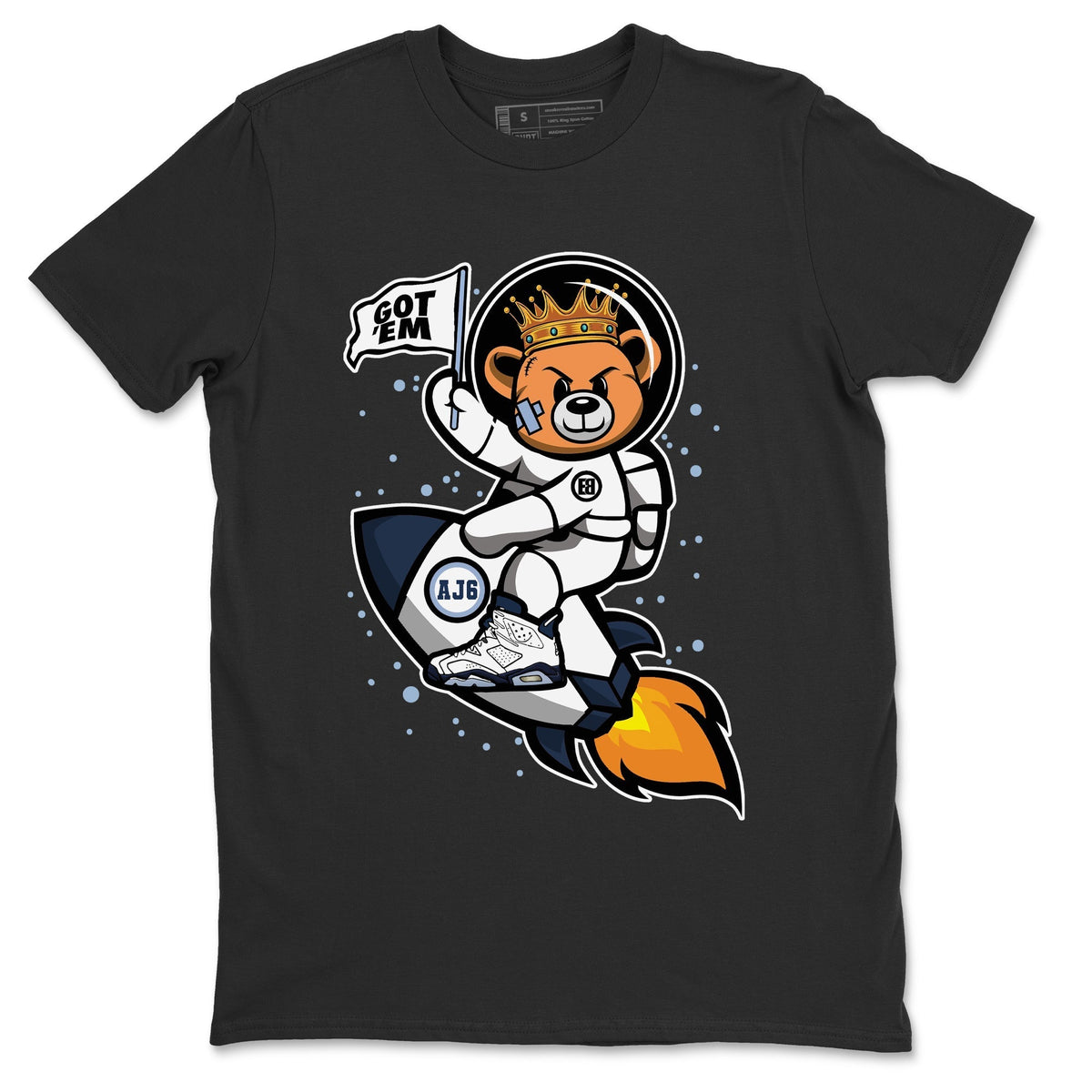 Jordan 6 Midnight Navy Sneaker Matching T-Shirt Astronaut Bear Sneaker Tees Jordan 6 Midnight Navy Sneaker Release Tees Crew Neck Tees