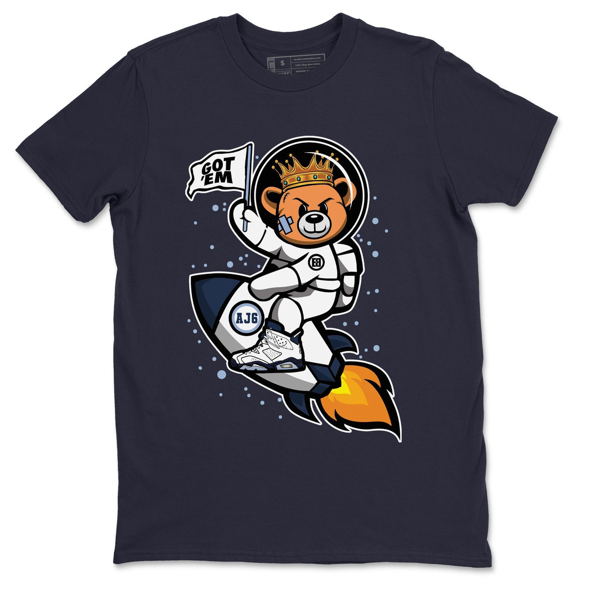 Jordan 6 Midnight Navy Sneaker Matching T-Shirt Astronaut Bear Sneaker Tees Jordan 6 Midnight Navy Sneaker Release Tees Crew Neck Tees