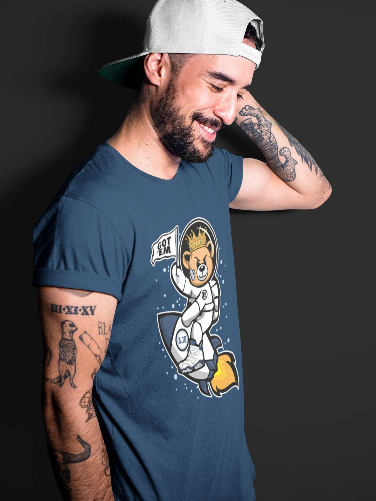 Jordan 6 Midnight Navy Sneaker Matching T-Shirt Astronaut Bear Sneaker Tees Jordan 6 Midnight Navy Sneaker Release Tees Crew Neck Tees