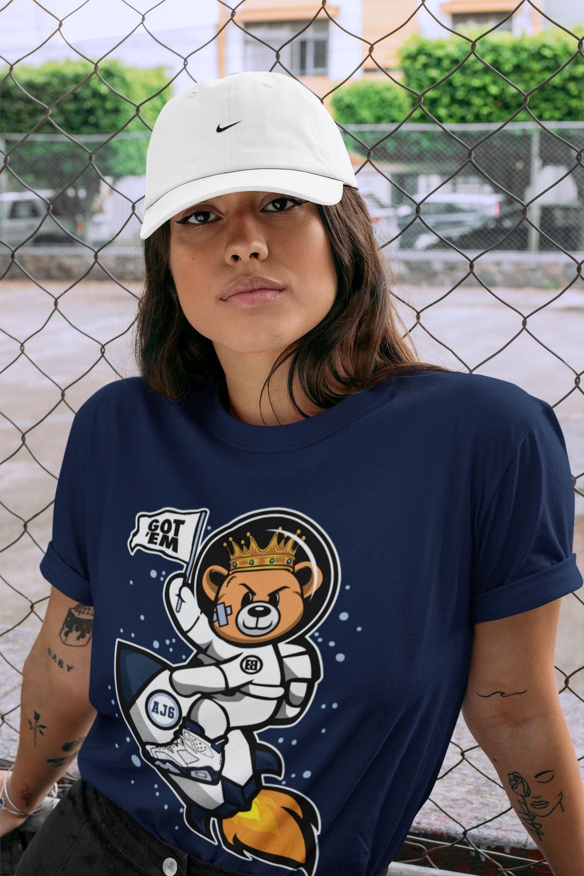 Jordan 6 Midnight Navy Sneaker Matching T-Shirt Astronaut Bear Sneaker Tees Jordan 6 Midnight Navy Sneaker Release Tees Crew Neck Tees