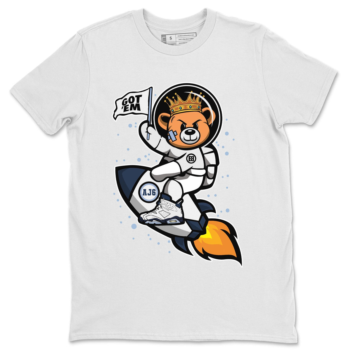 Jordan 6 Midnight Navy Sneaker Matching T-Shirt Astronaut Bear Sneaker Tees Jordan 6 Midnight Navy Sneaker Release Tees Crew Neck Tees