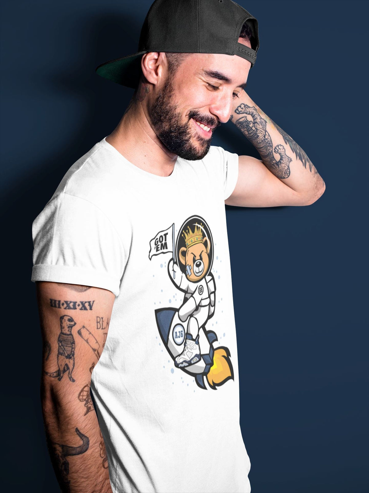 Jordan 6 Midnight Navy Sneaker Matching T-Shirt Astronaut Bear Sneaker Tees Jordan 6 Midnight Navy Sneaker Release Tees Crew Neck Tees