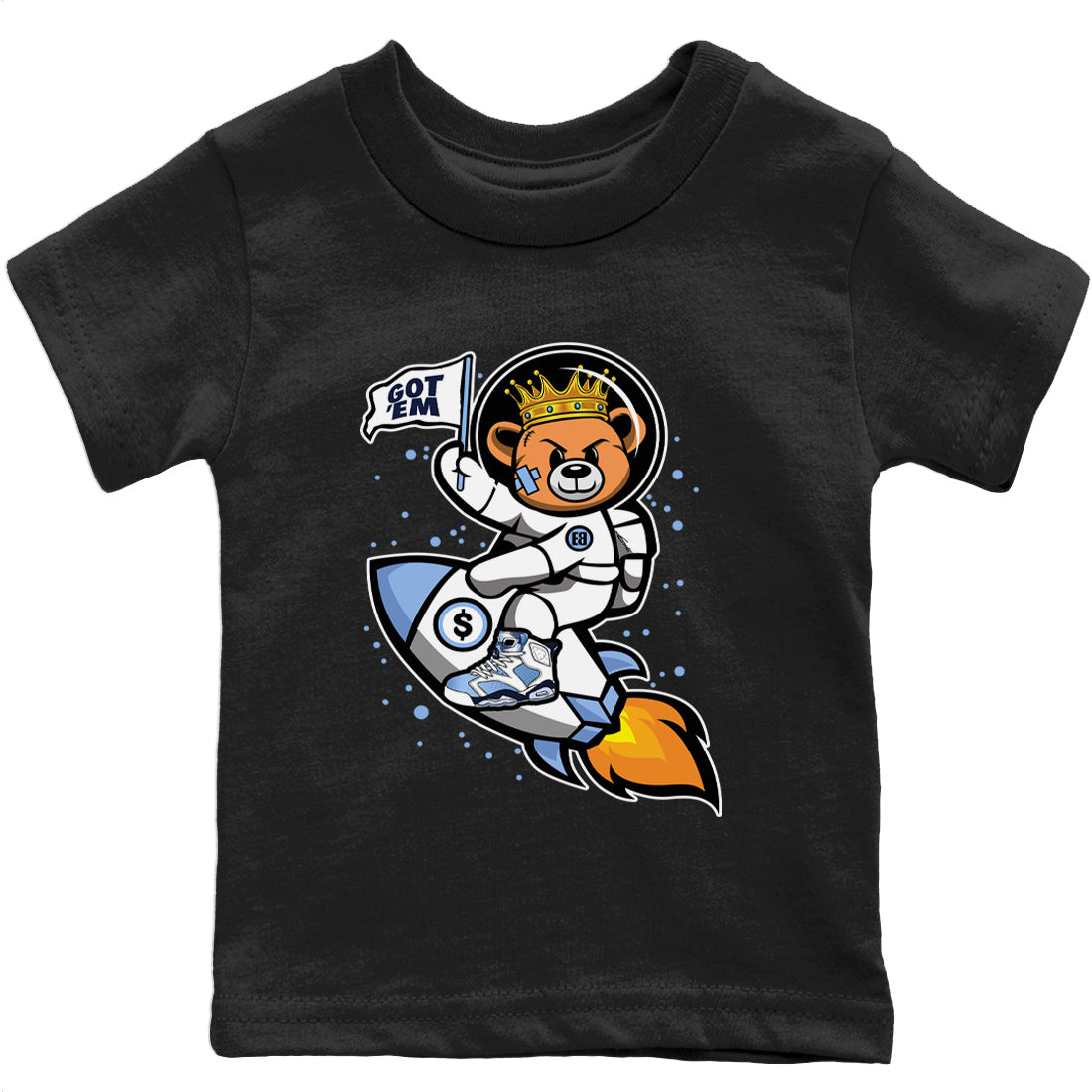 Jordan 6 UNC Shirt To Match Jordans Astronaut Bear Sneaker Tees Jordan 6 UNC Drip Gear Zone Sneaker Matching Clothing Kids Shirts