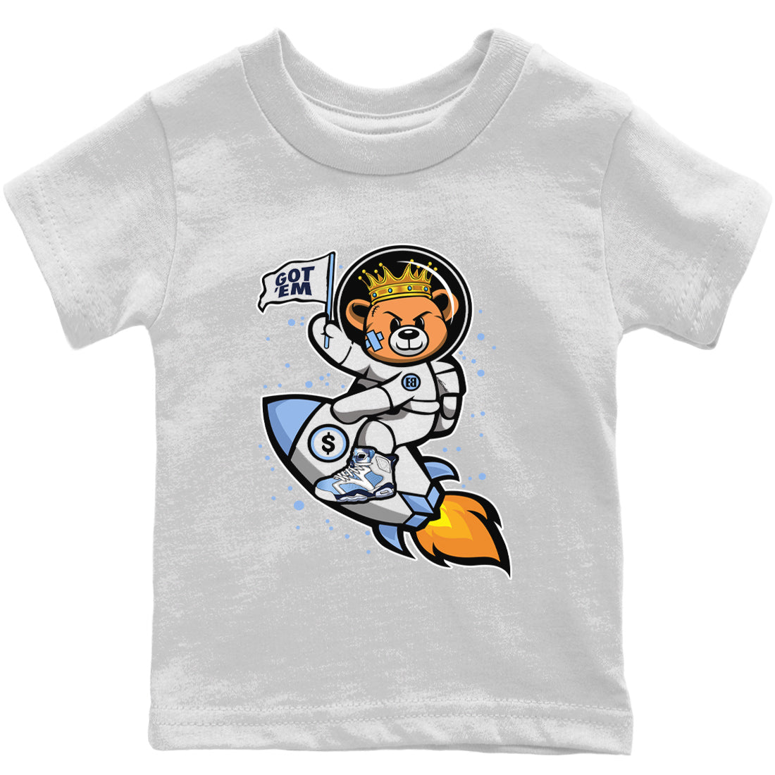 Jordan 6 UNC Shirt To Match Jordans Astronaut Bear Sneaker Tees Jordan 6 UNC Drip Gear Zone Sneaker Matching Clothing Kids Shirts