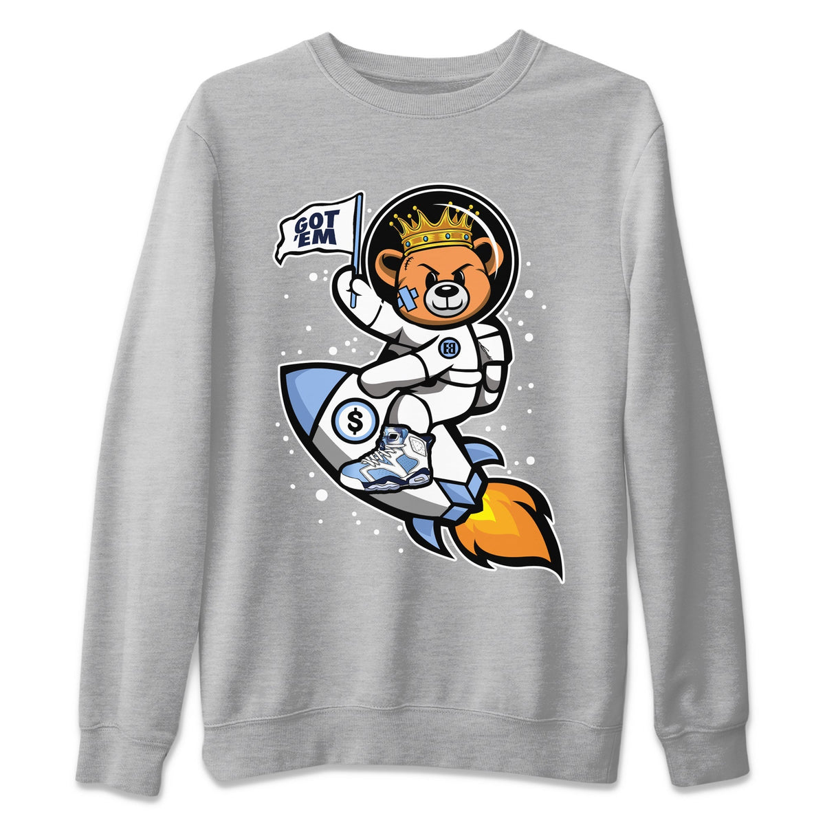 Jordan 6 UNC Shirt To Match Jordans Astronaut Bear Sneaker Tees Jordan 6 UNC Drip Gear Zone Sneaker Matching Clothing Unisex Shirts