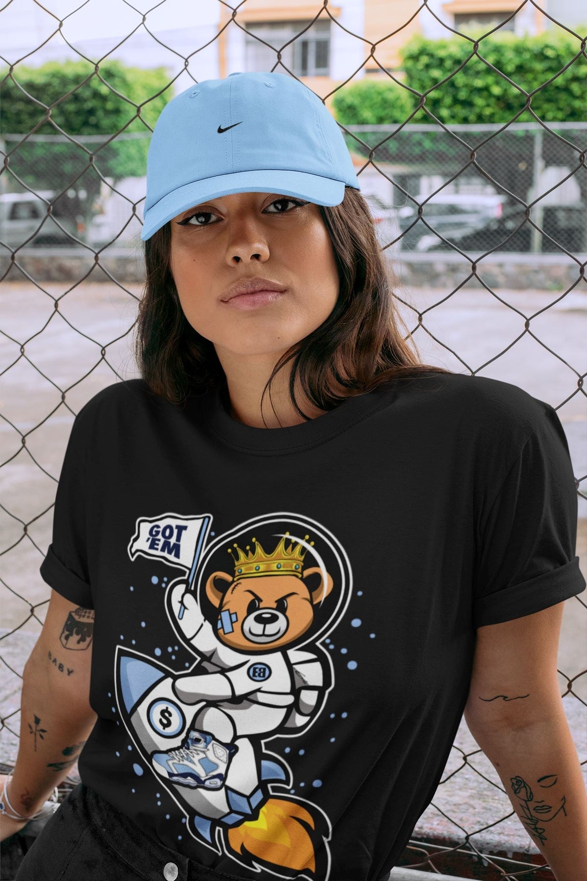 Jordan 6 UNC Shirt To Match Jordans Astronaut Bear Sneaker Tees Jordan 6 UNC Drip Gear Zone Sneaker Matching Clothing Unisex Shirts