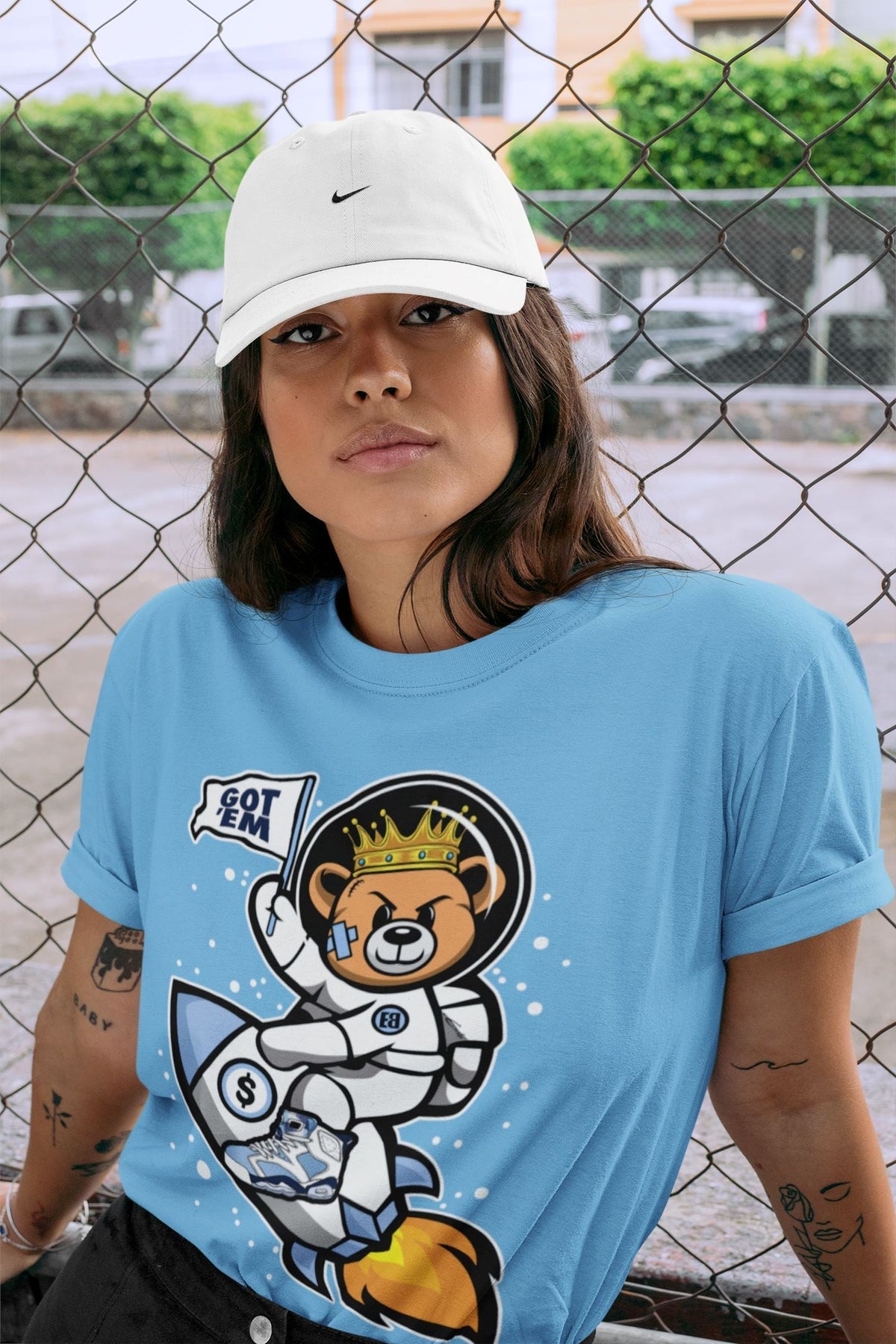 Jordan 6 UNC Shirt To Match Jordans Astronaut Bear Sneaker Tees Jordan 6 UNC Drip Gear Zone Sneaker Matching Clothing Unisex Shirts
