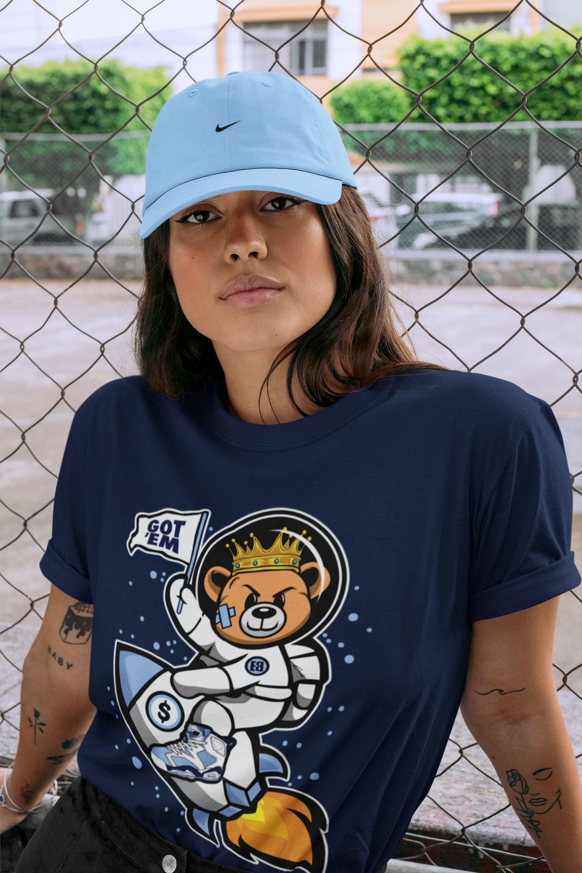 Jordan 6 UNC Shirt To Match Jordans Astronaut Bear Sneaker Tees Jordan 6 UNC Drip Gear Zone Sneaker Matching Clothing Unisex Shirts