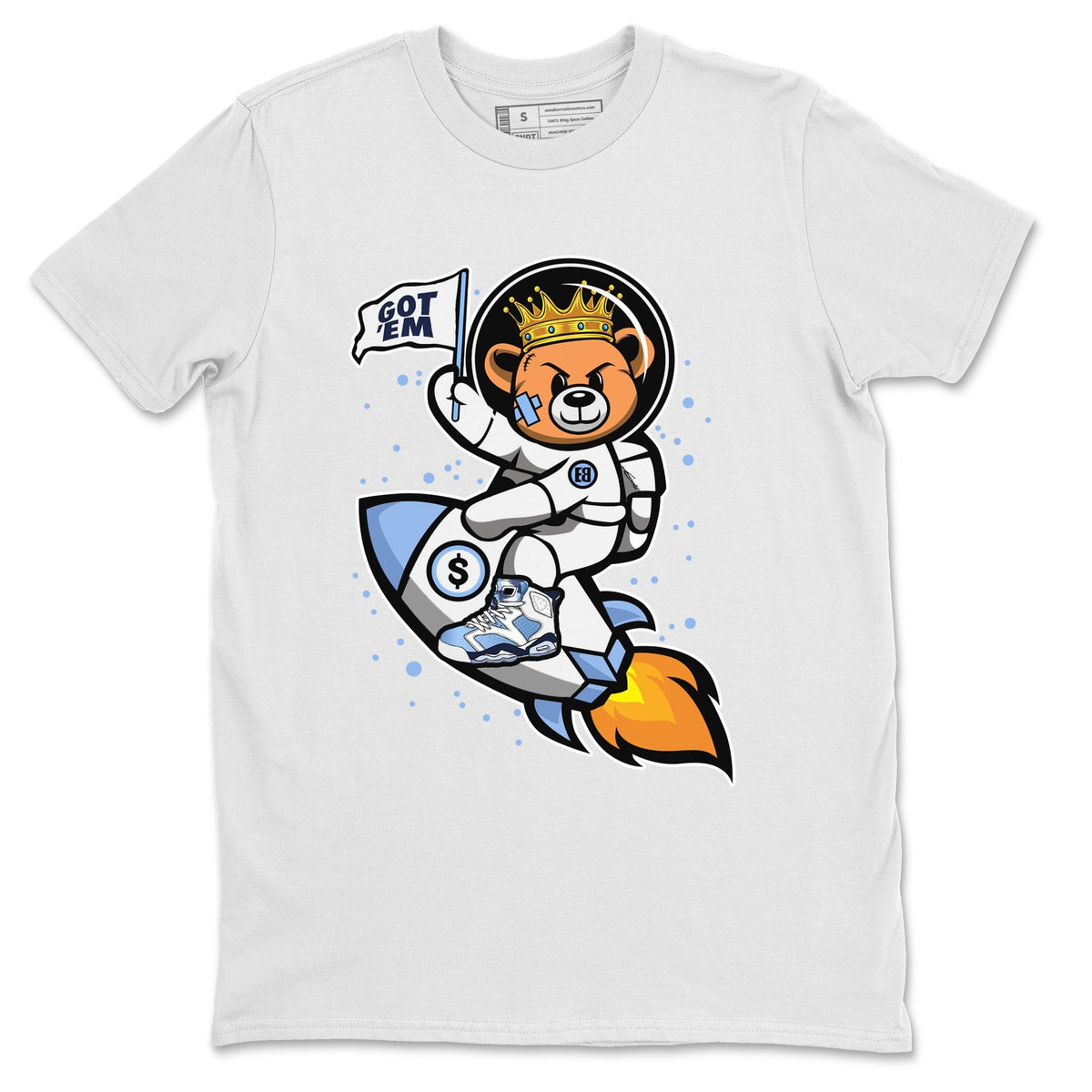 Jordan 6 UNC Shirt To Match Jordans Astronaut Bear Sneaker Tees Jordan 6 UNC Drip Gear Zone Sneaker Matching Clothing Unisex Shirts